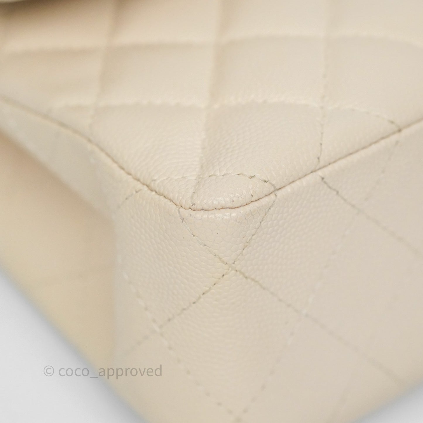 Chanel Small Classic Flap Quilted Light Ivory Beige Caviar Gold Hardware