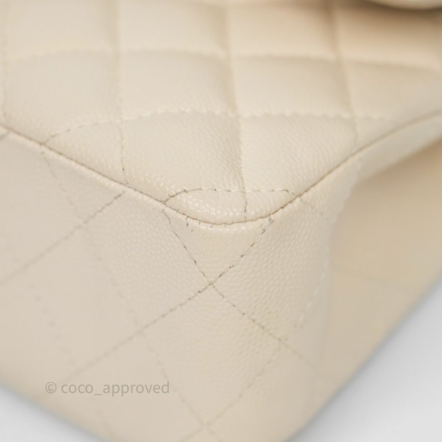 Chanel Small Classic Flap Quilted Light Ivory Beige Caviar Gold Hardware