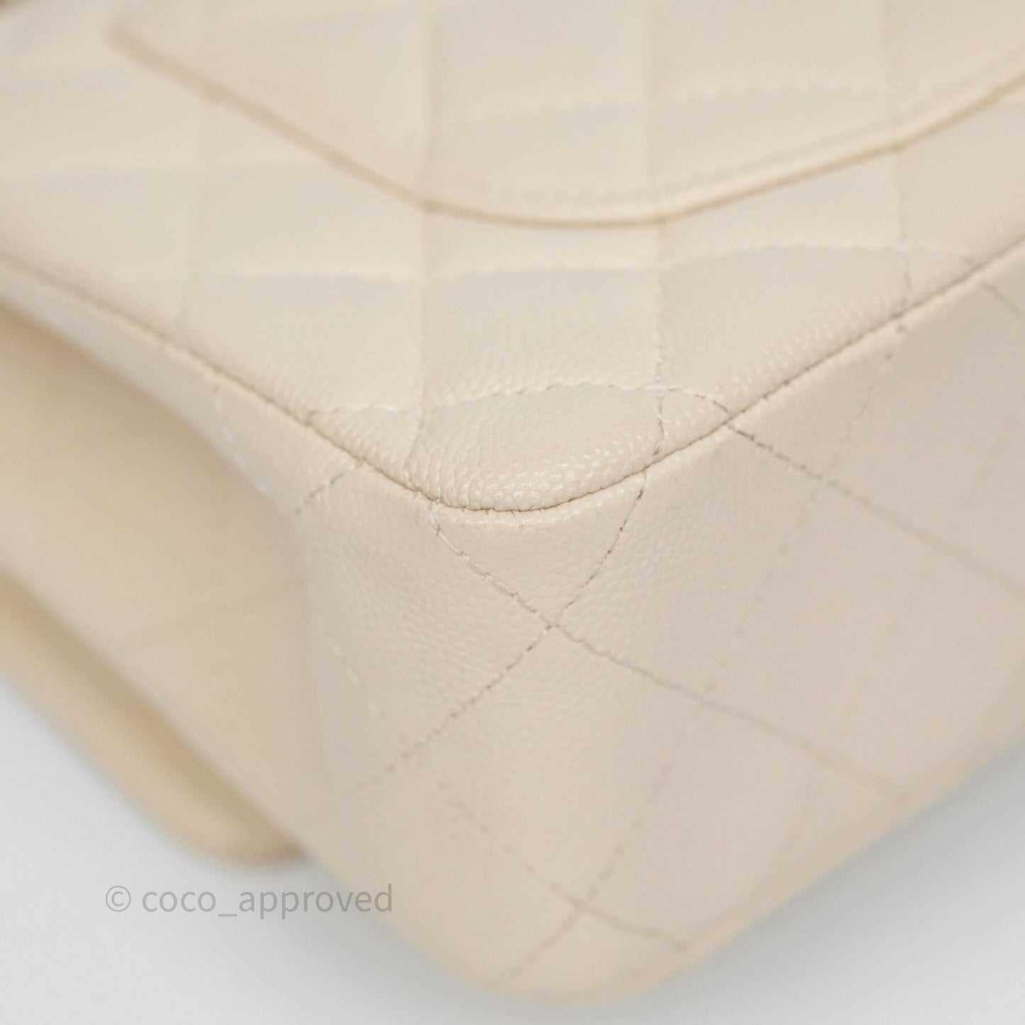 Chanel Small Classic Flap Quilted Light Ivory Beige Caviar Gold Hardware