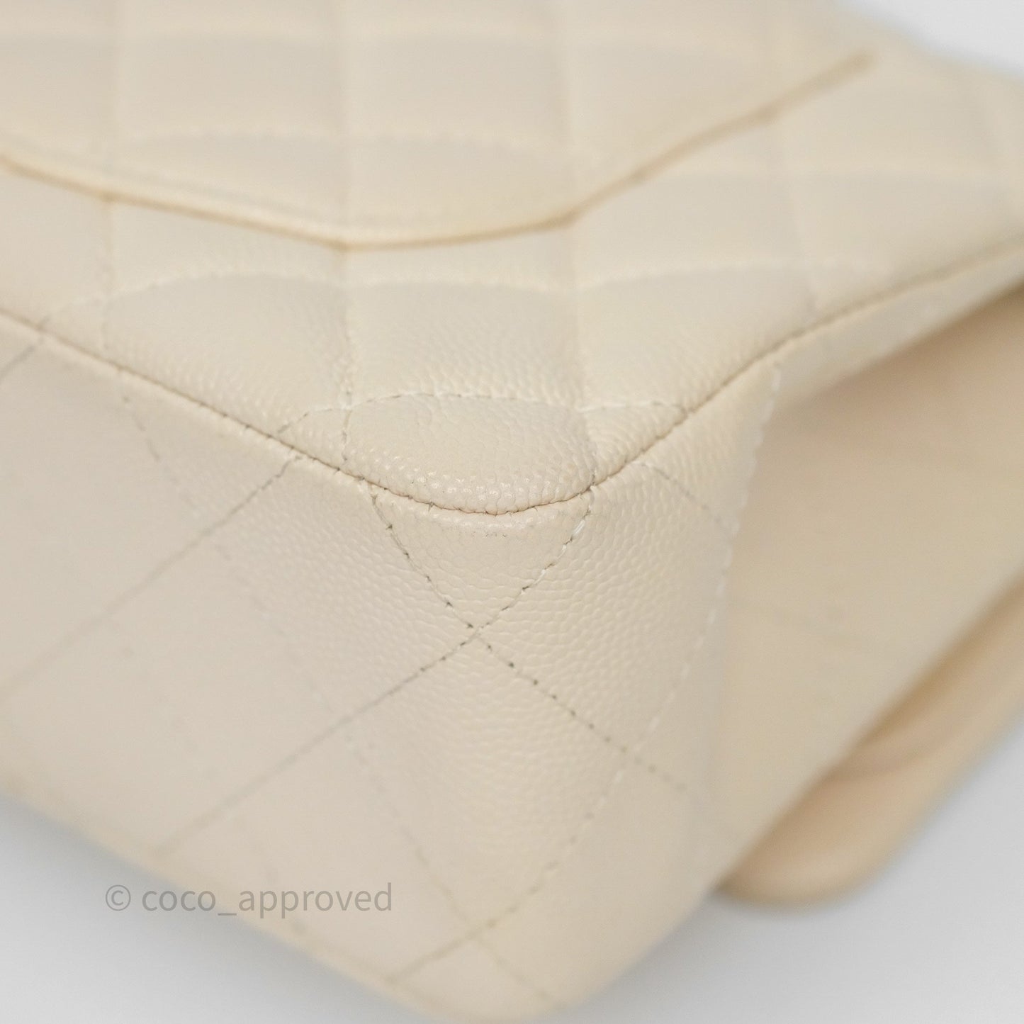 Chanel Small Classic Flap Quilted Light Ivory Beige Caviar Gold Hardware