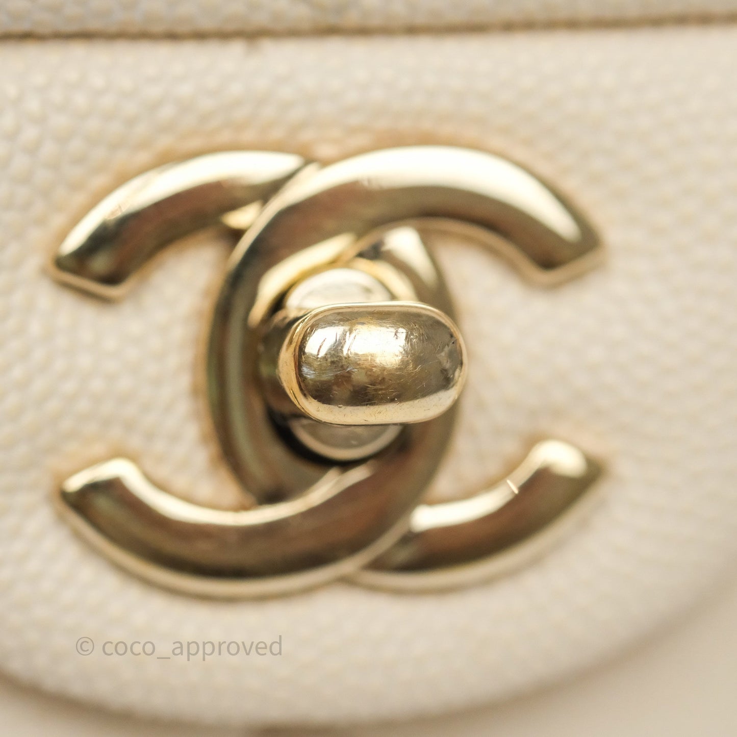 Chanel Small Classic Flap Quilted Light Ivory Beige Caviar Gold Hardware