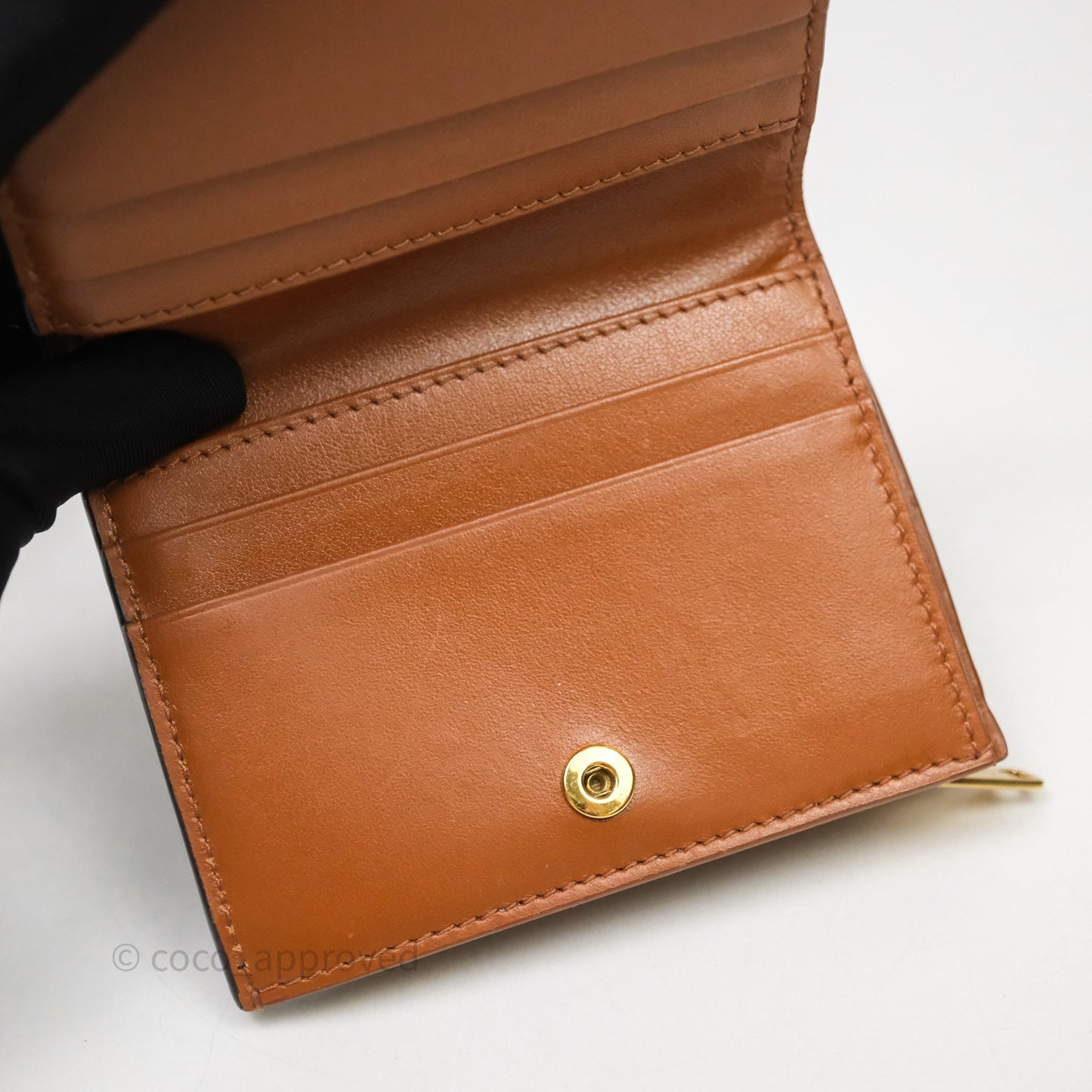 Celine Triomphe Canvas Wallet Tan Calfskin