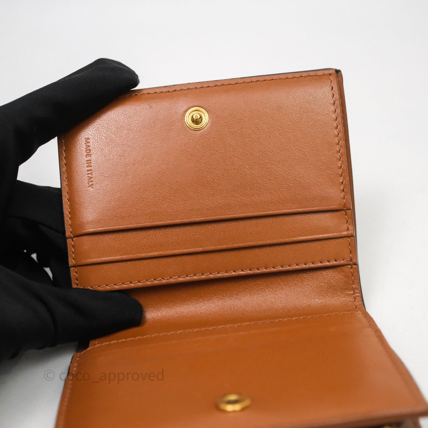 Celine Triomphe Canvas Wallet Tan Calfskin