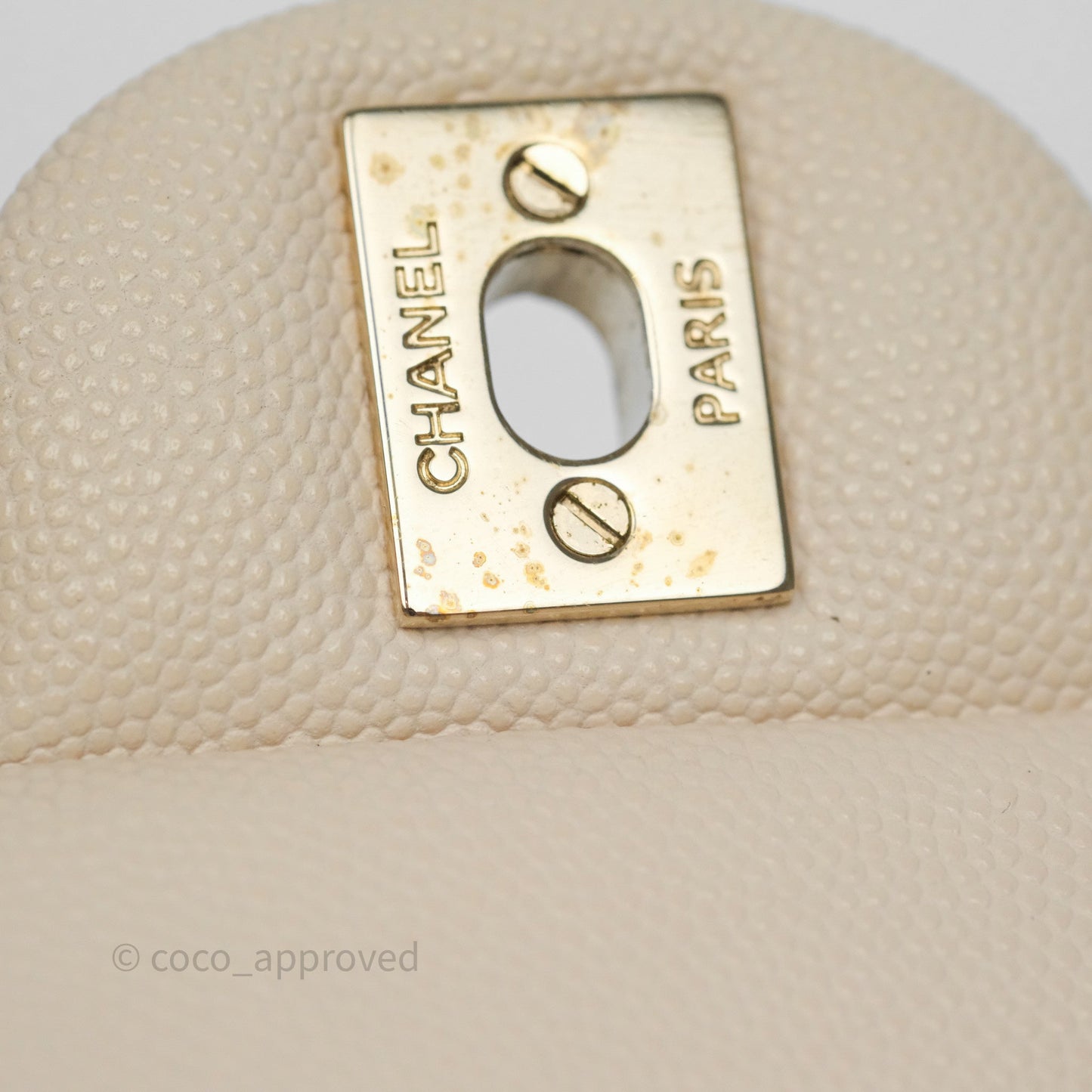 Chanel Small Classic Flap Quilted Light Ivory Beige Caviar Gold Hardware