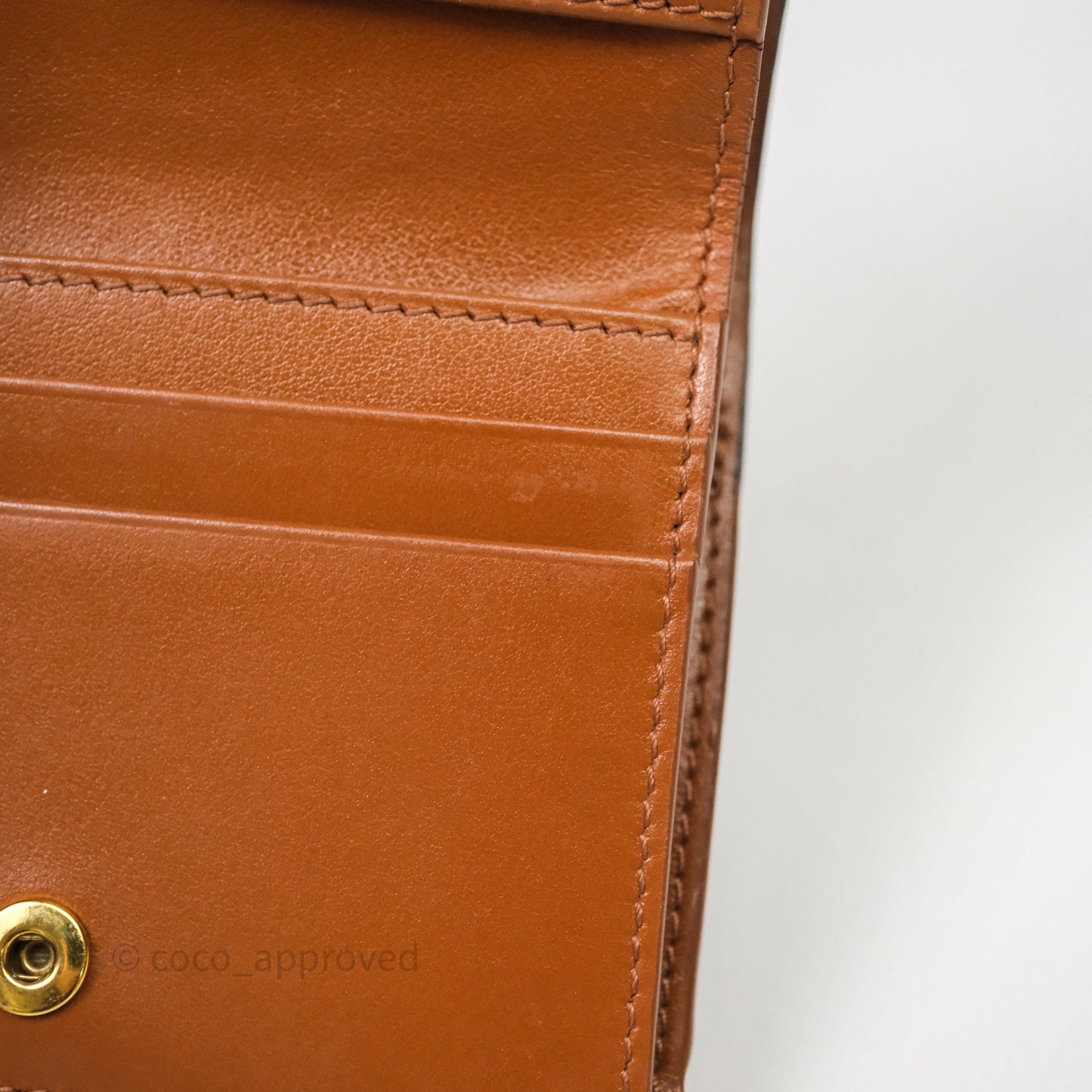 Celine Triomphe Canvas Wallet Tan Calfskin