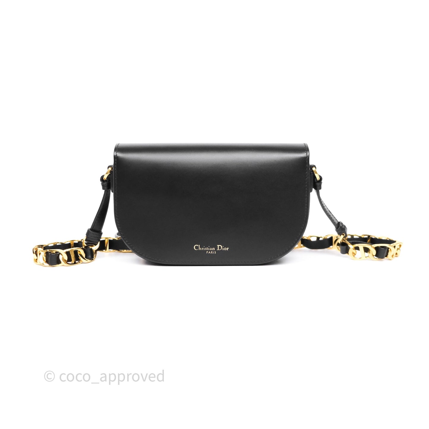 Christian Dior CD Signature Flap Bag with Chain Black CD-Embossed Box Calfskin