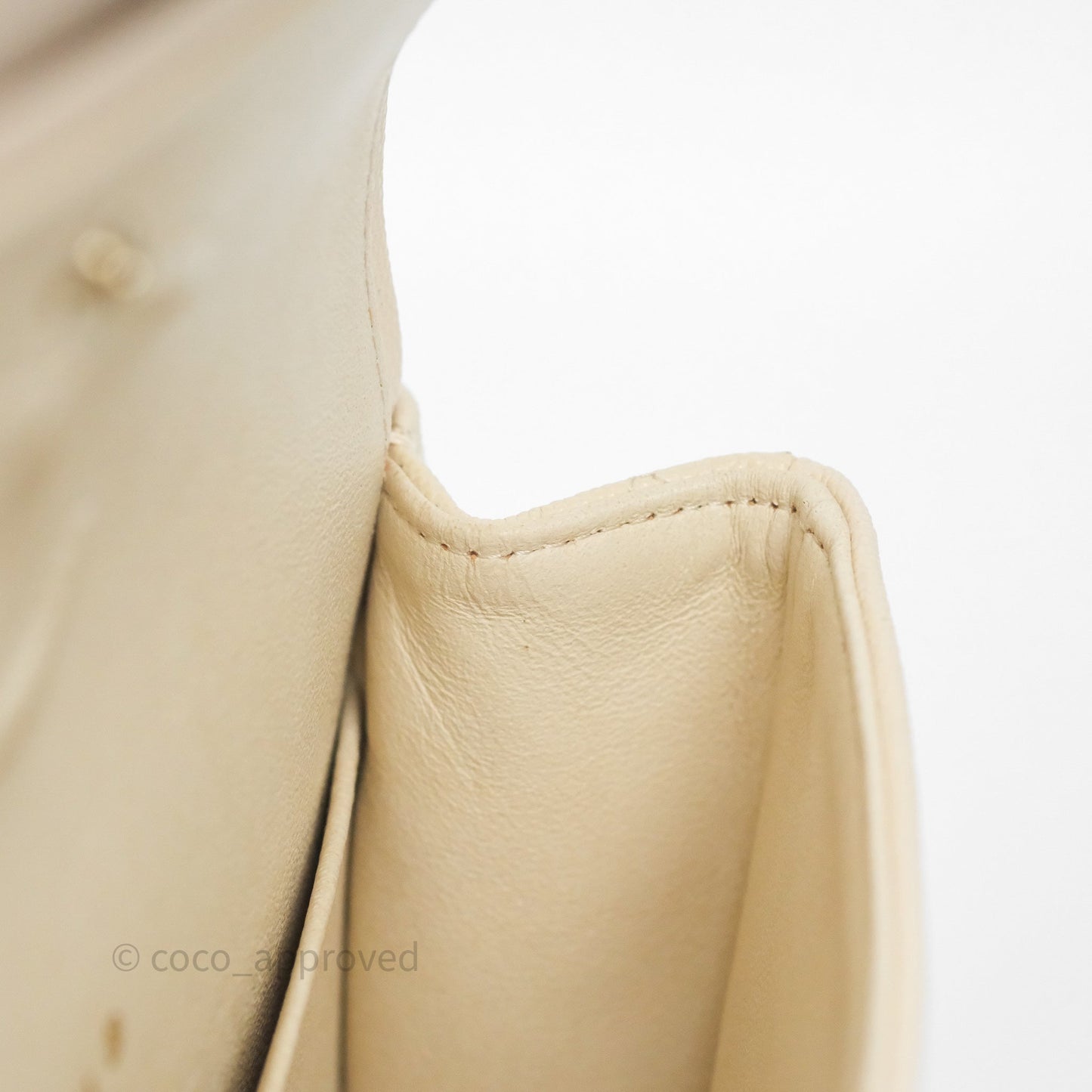 Chanel Small Classic Flap Quilted Light Ivory Beige Caviar Gold Hardware