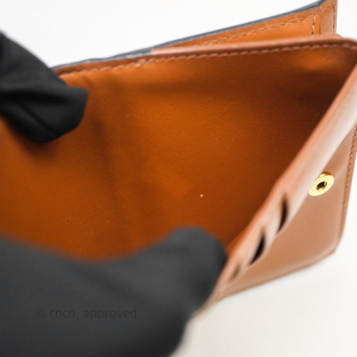 Celine Triomphe Canvas Wallet Tan Calfskin
