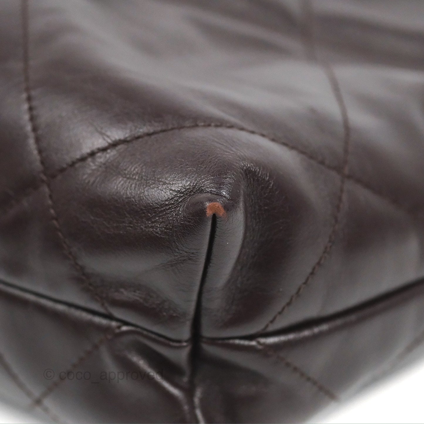 Chanel 22 Small Dark Brown Shiny Calfskin Aged Gold Hardware