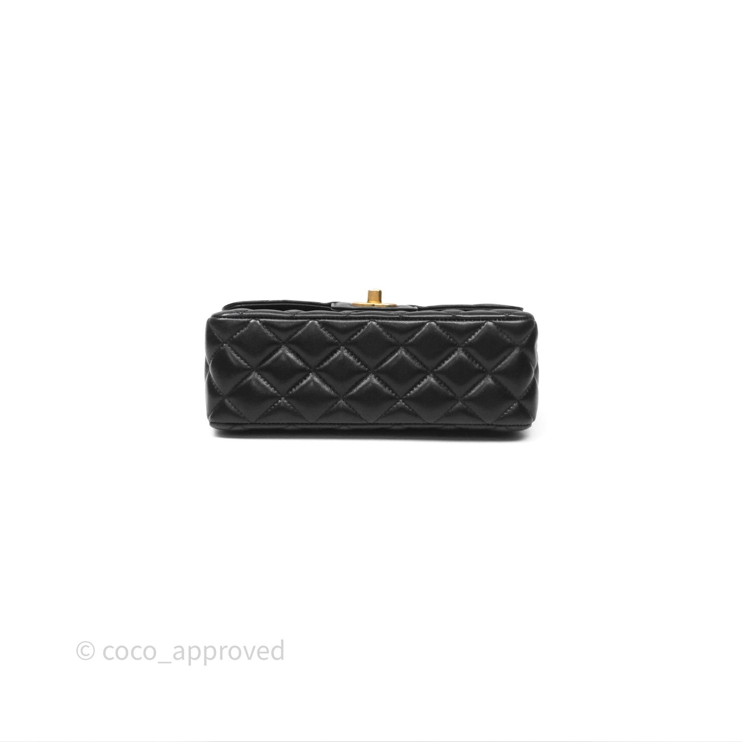 Chanel Top Handle Mini Rectangular Flap Bag Black Lambskin Aged Gold Hardware