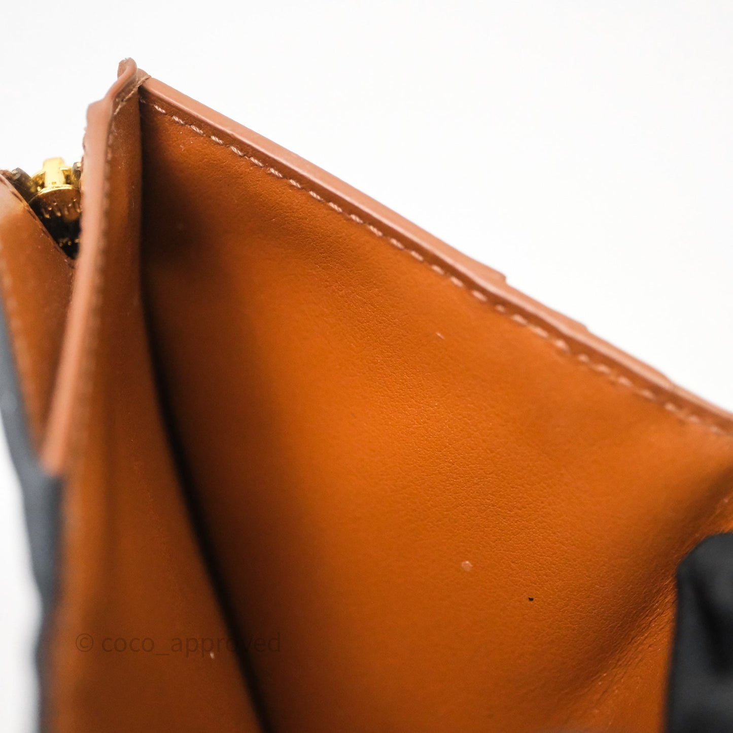 Celine Triomphe Canvas Wallet Tan Calfskin