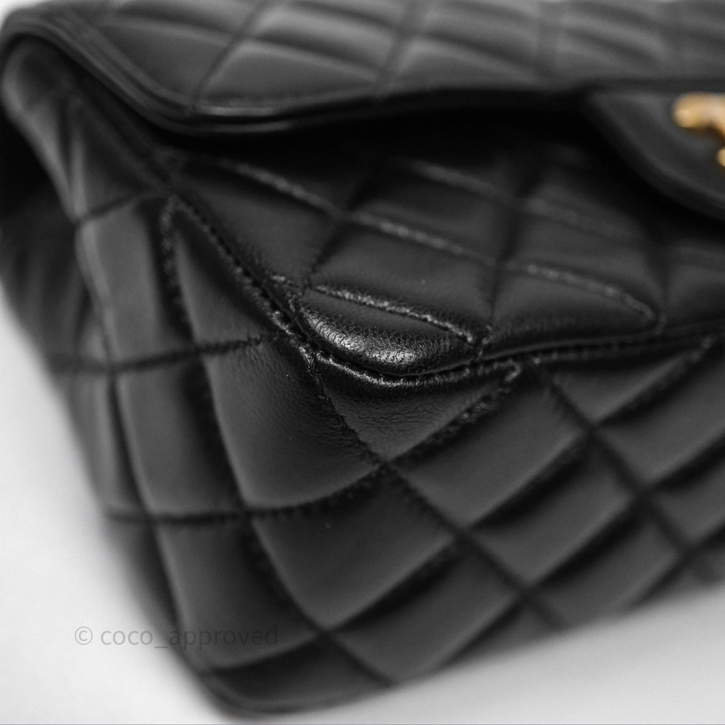 Chanel Top Handle Mini Rectangular Flap Bag Black Lambskin Aged Gold Hardware