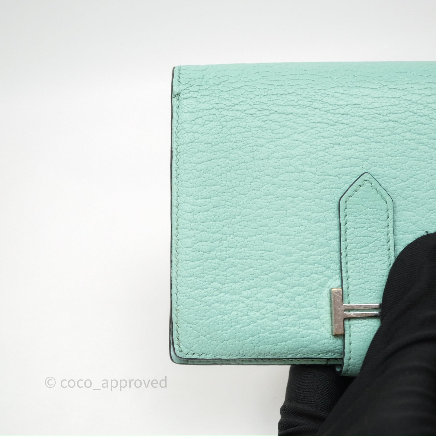 Hermes Bearn Compact Wallet Green Chevre Mysore Palladium Hardware