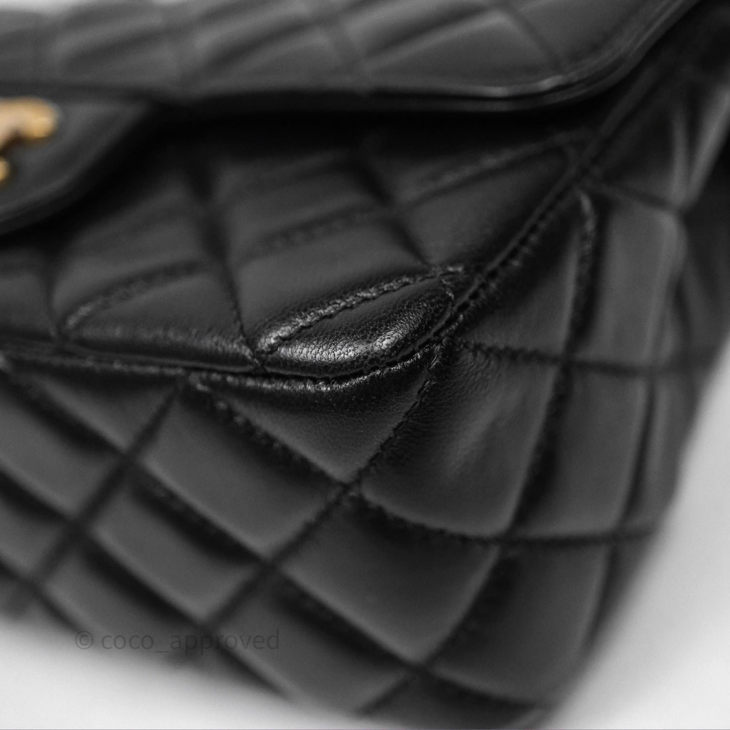 Chanel Top Handle Mini Rectangular Flap Bag Black Lambskin Aged Gold Hardware