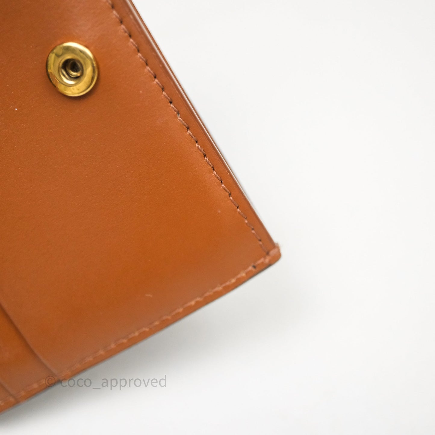 Celine Triomphe Canvas Wallet Tan Calfskin