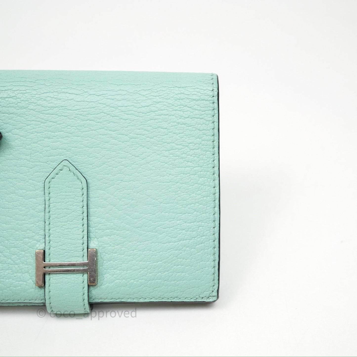 Hermes Bearn Compact Wallet Green Chevre Mysore Palladium Hardware