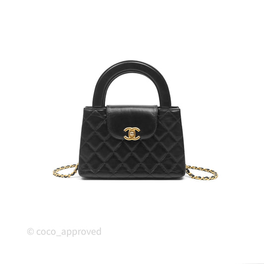 Chanel Kelly Bag Quilted Black Shiny Crumpled Calfskin Aged Gold Hardware