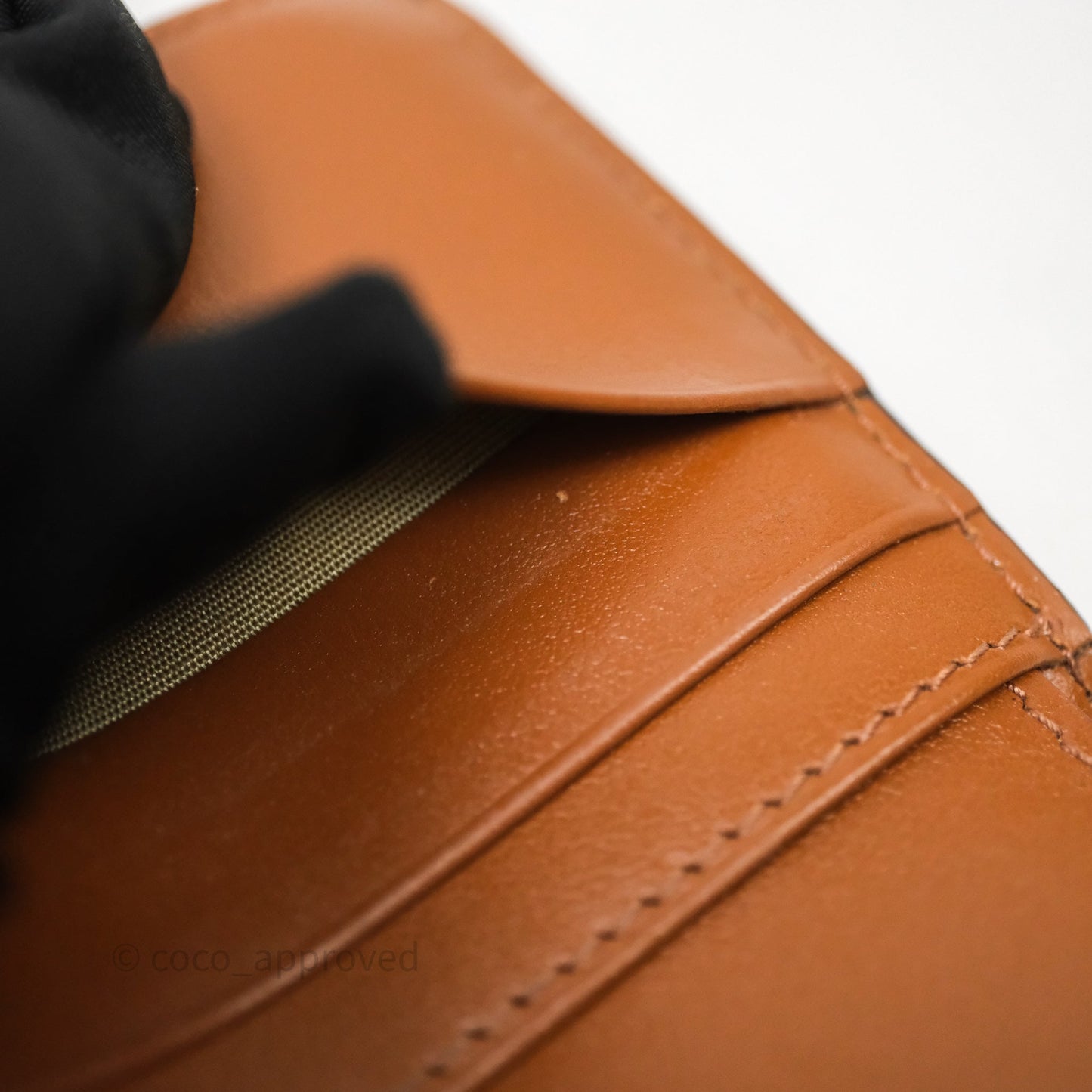 Celine Triomphe Canvas Wallet Tan Calfskin