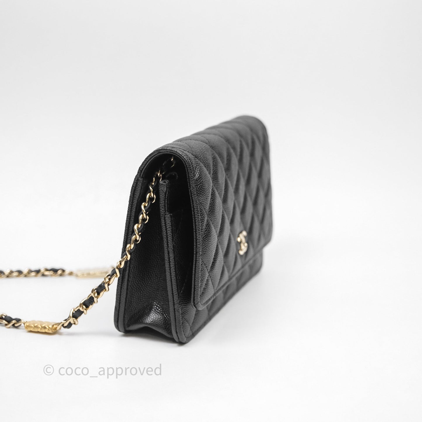 Chanel Quilted WOC with Charms Black Caviar Gold Hardware