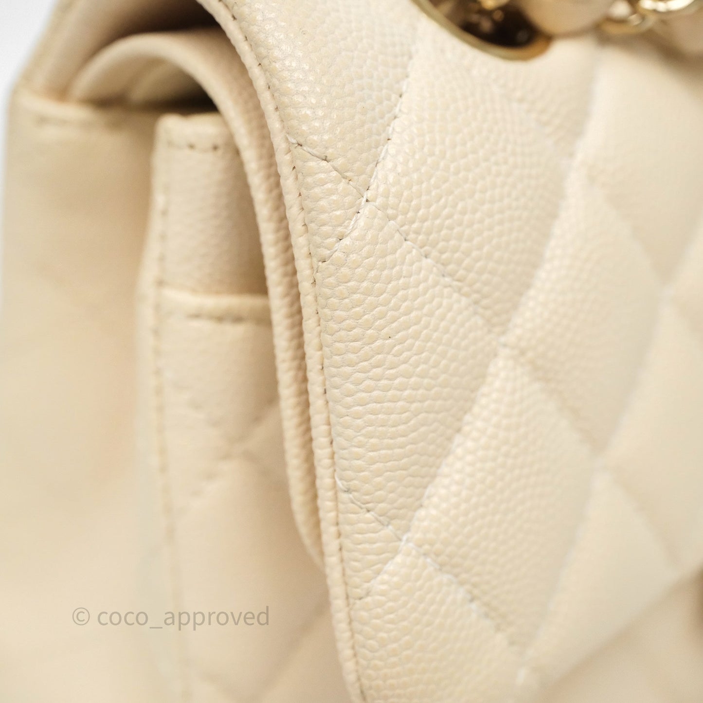 Chanel Small Classic Flap Quilted Light Ivory Beige Caviar Gold Hardware