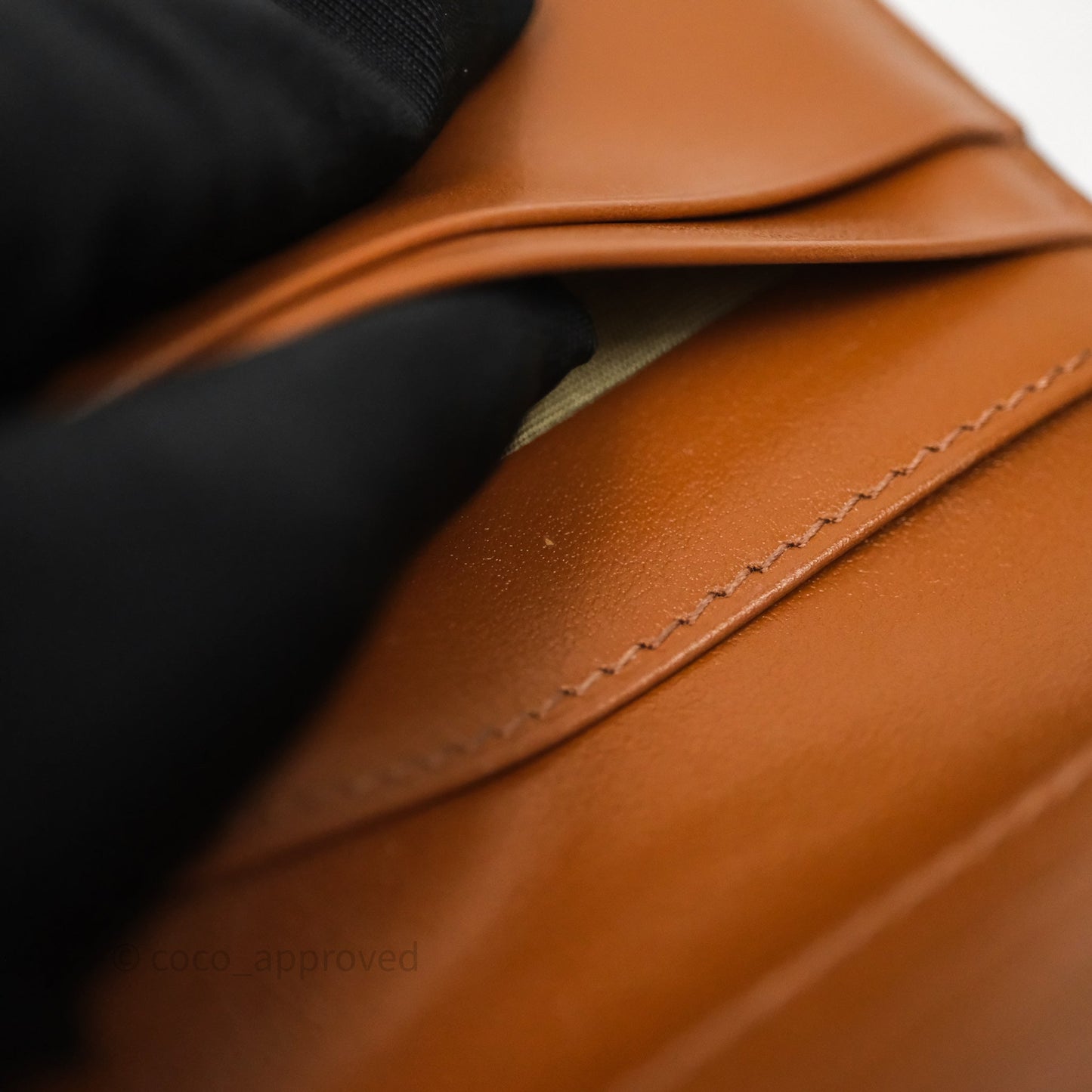 Celine Triomphe Canvas Wallet Tan Calfskin