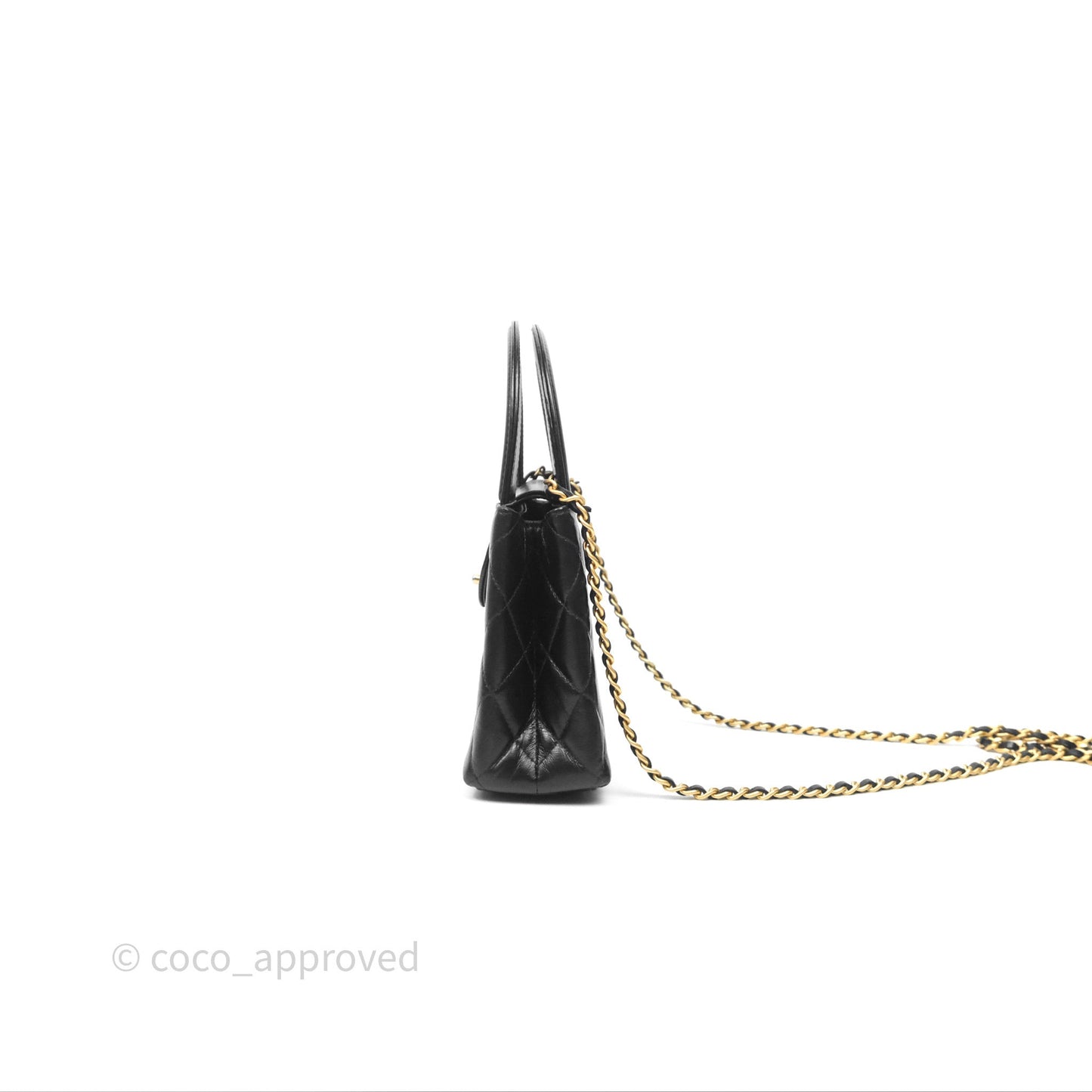 Chanel Kelly Bag Quilted Black Shiny Crumpled Calfskin Aged Gold Hardware