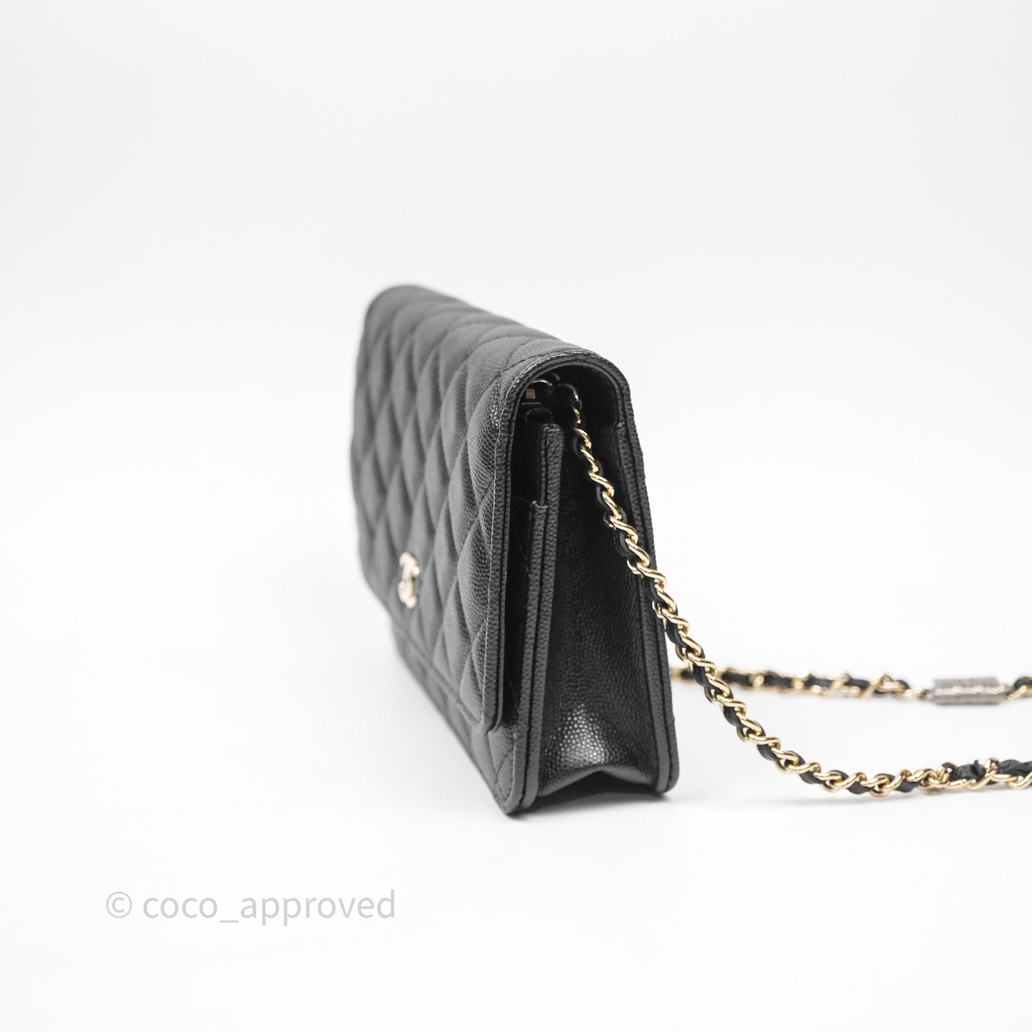 Chanel Quilted WOC with Charms Black Caviar Gold Hardware