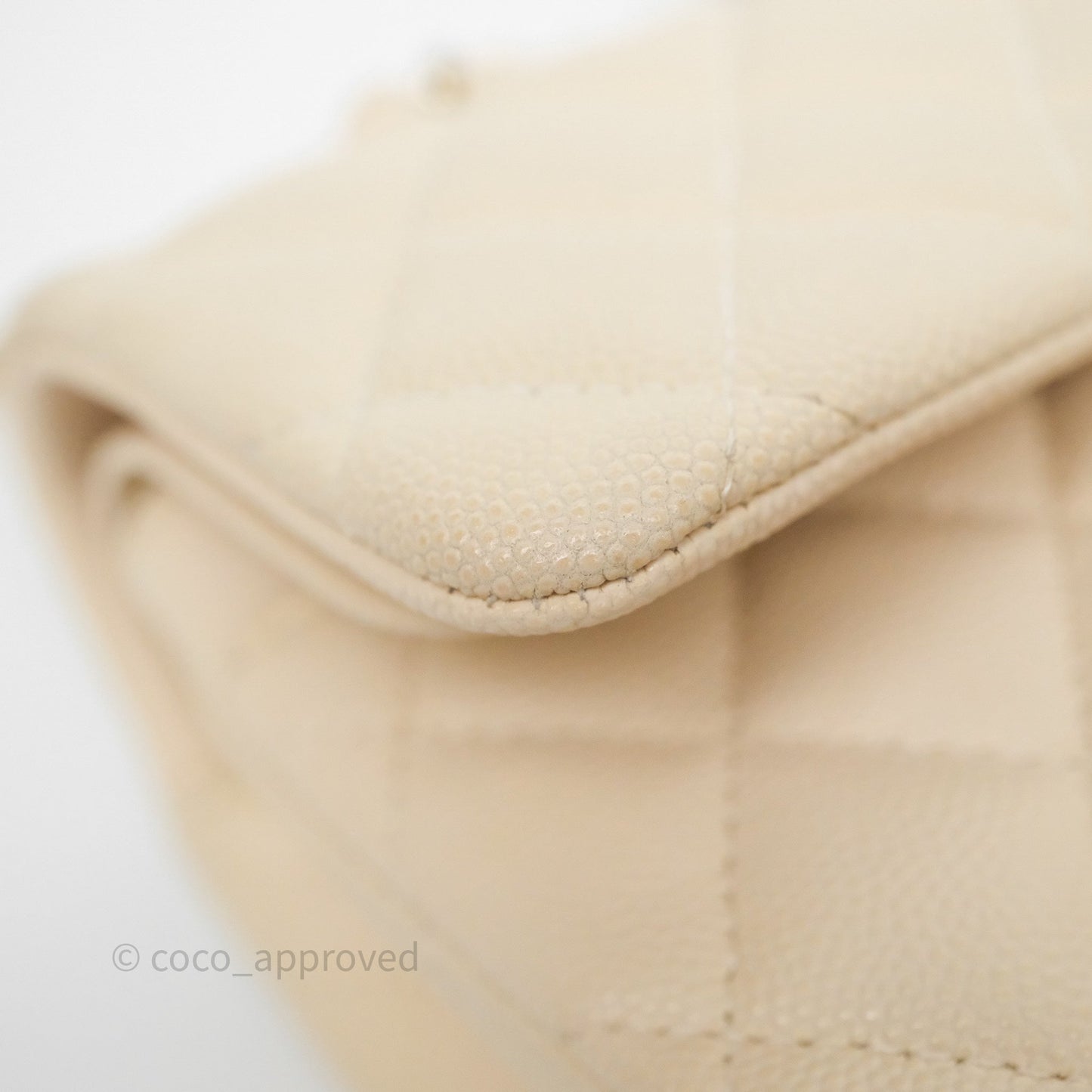 Chanel Small Classic Flap Quilted Light Ivory Beige Caviar Gold Hardware