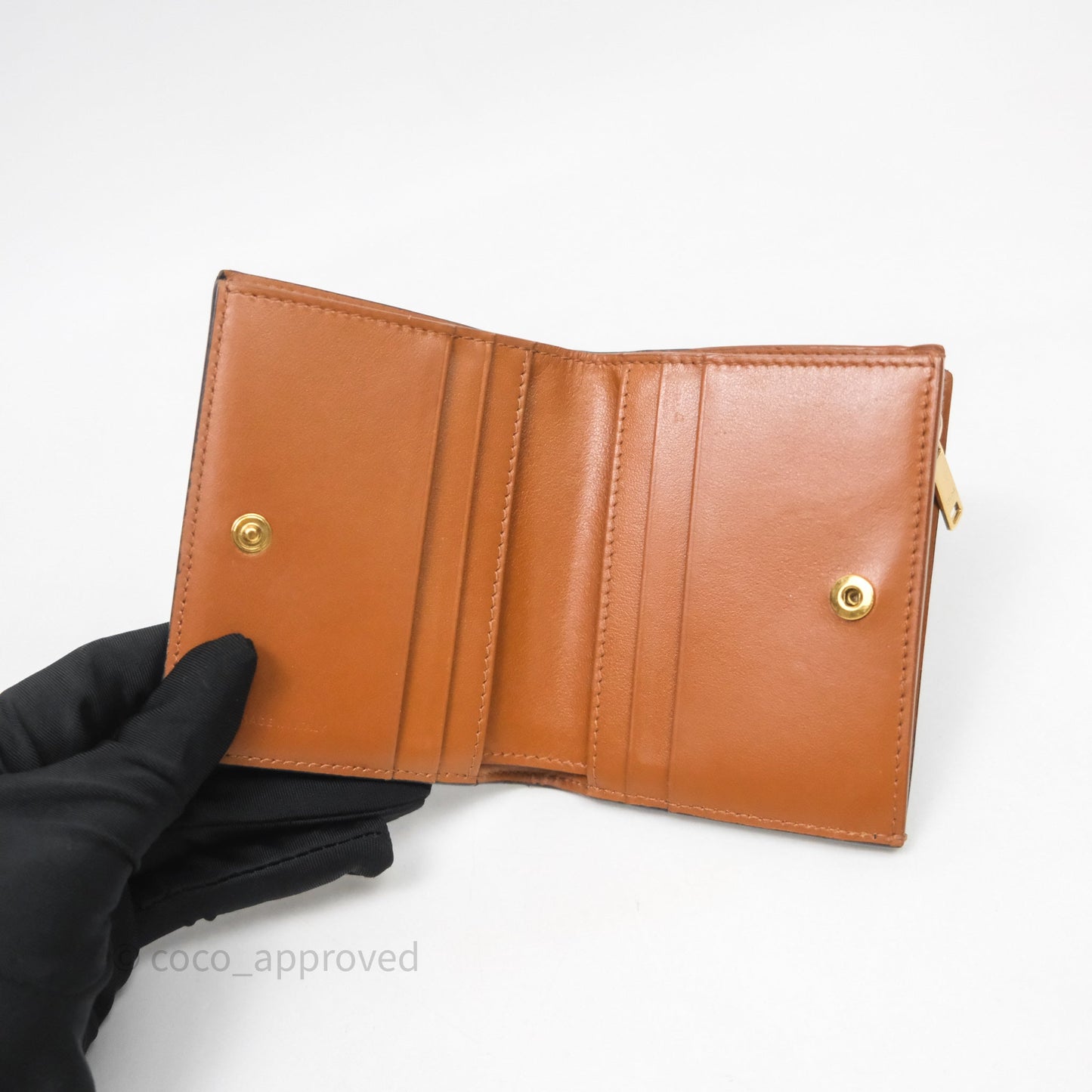 Celine Triomphe Canvas Wallet Tan Calfskin