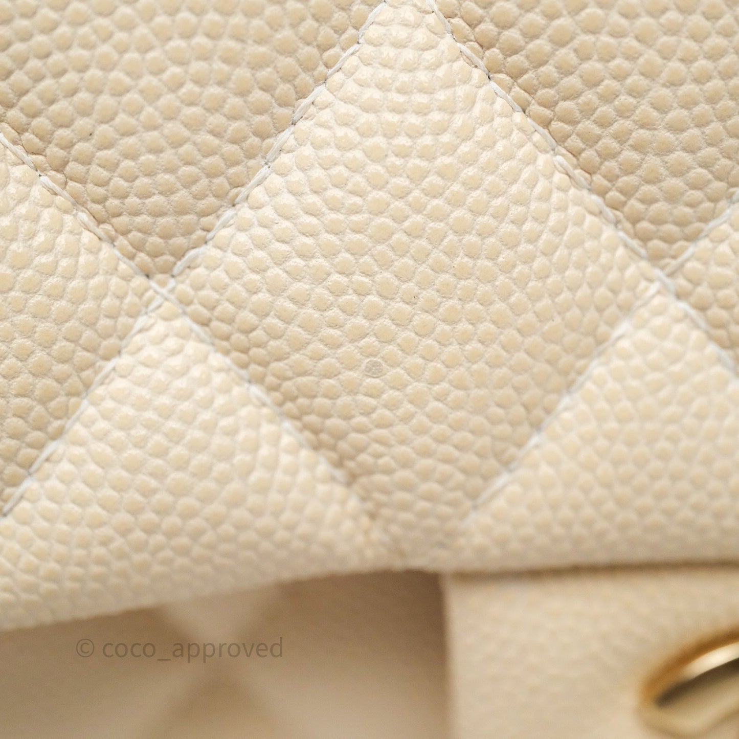 Chanel Small Classic Flap Quilted Light Ivory Beige Caviar Gold Hardware