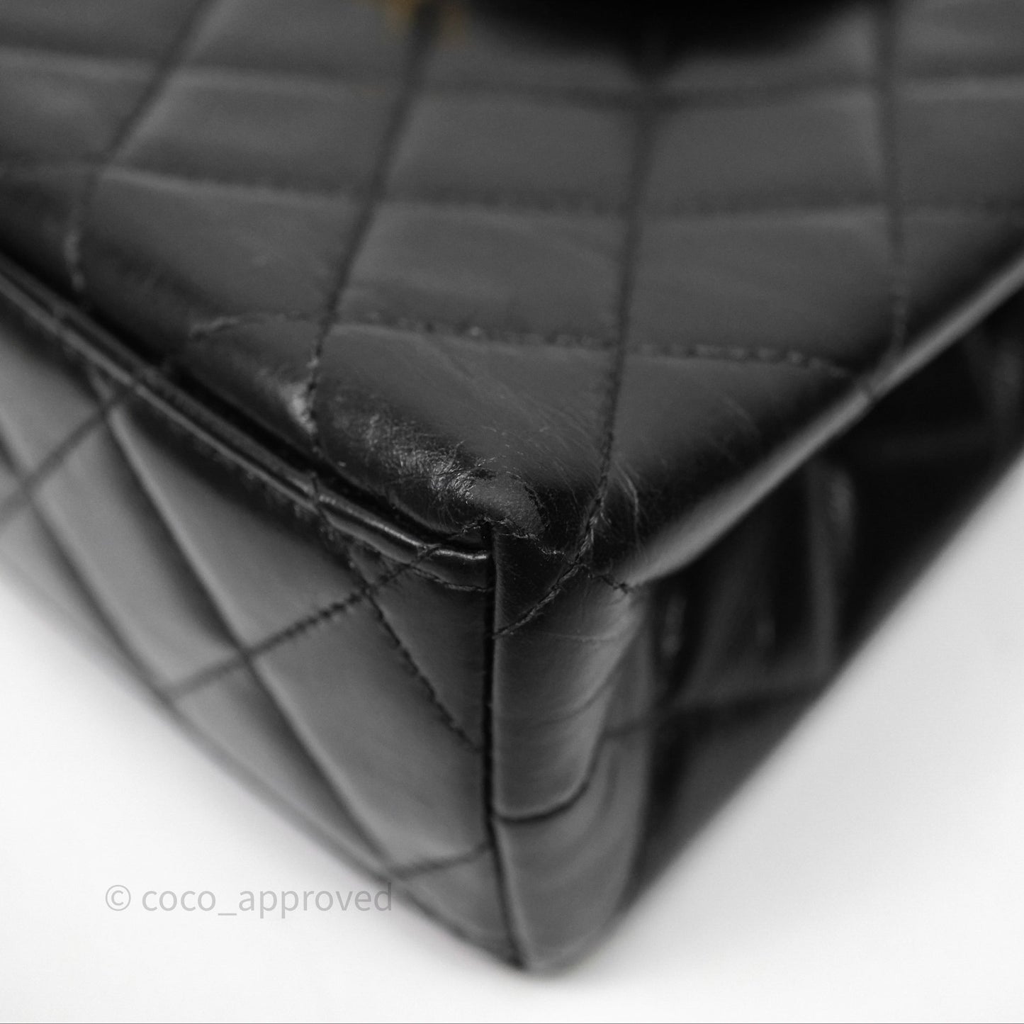 Chanel Kelly Bag Quilted Black Shiny Crumpled Calfskin Aged Gold Hardware