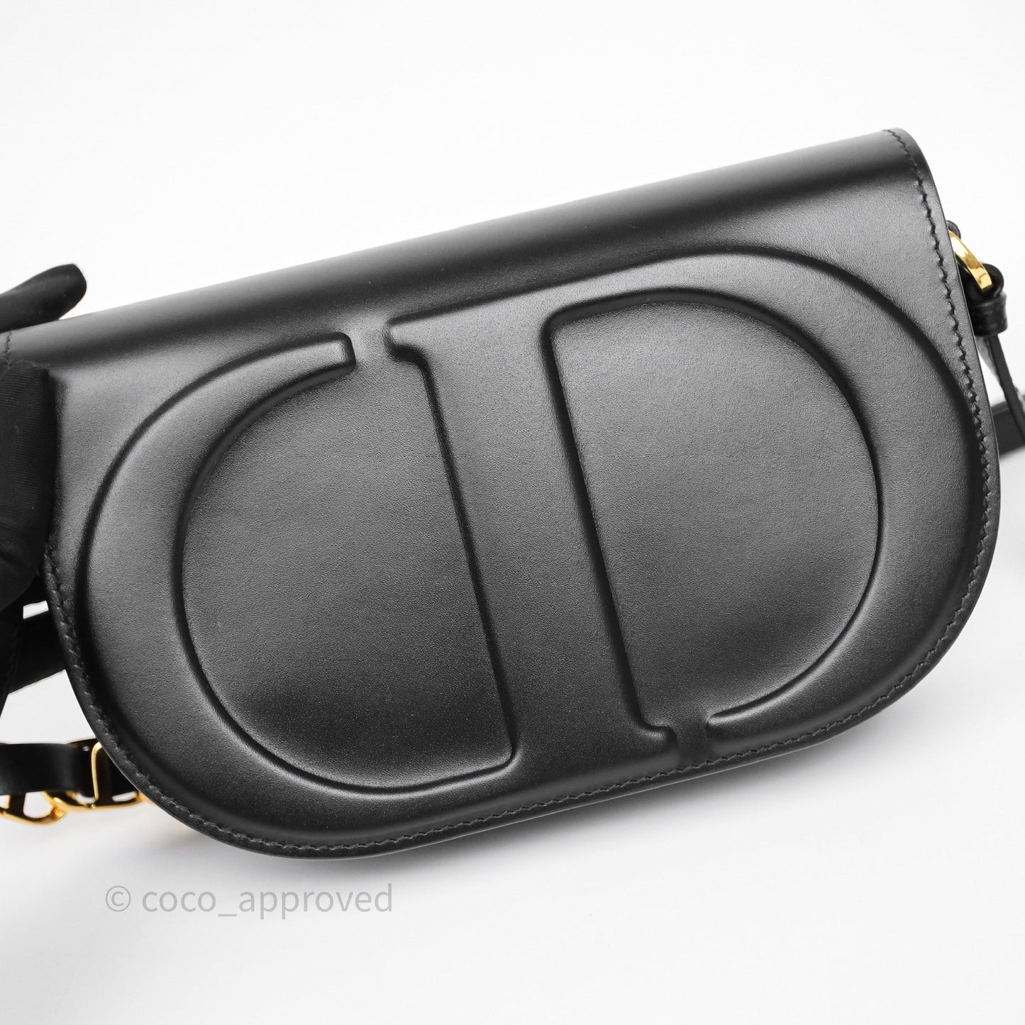 Christian Dior CD Signature Flap Bag with Chain Black CD-Embossed Box Calfskin