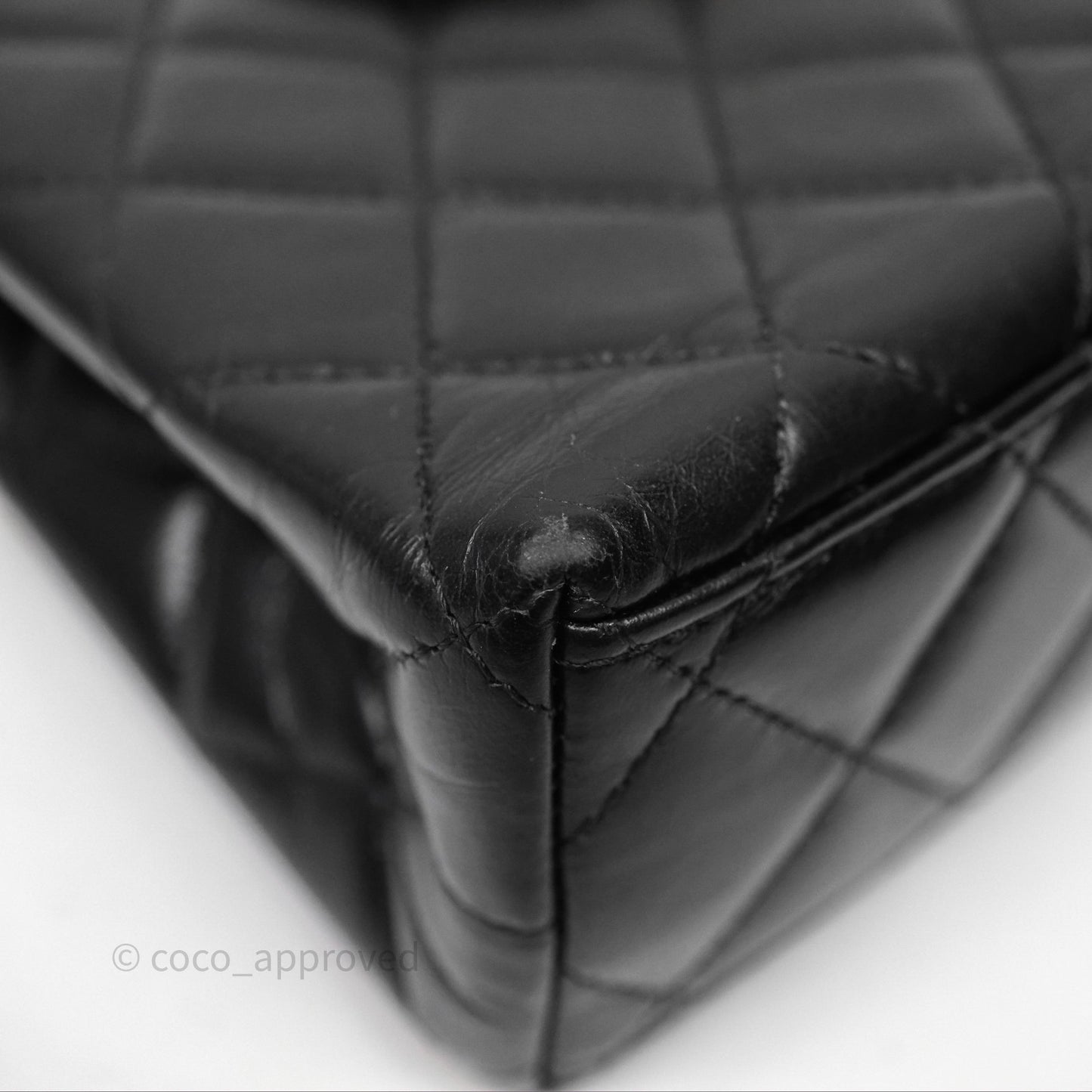 Chanel Kelly Bag Quilted Black Shiny Crumpled Calfskin Aged Gold Hardware