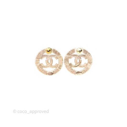 Chanel CC Crystal Round Earrings Gold Tone 20S