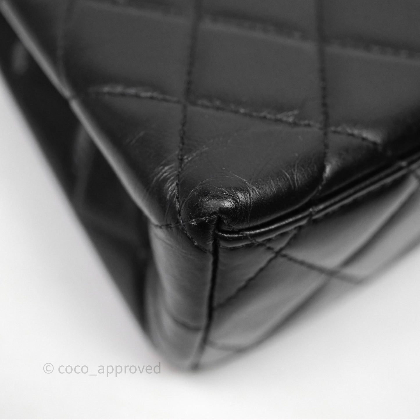 Chanel Kelly Bag Quilted Black Shiny Crumpled Calfskin Aged Gold Hardware