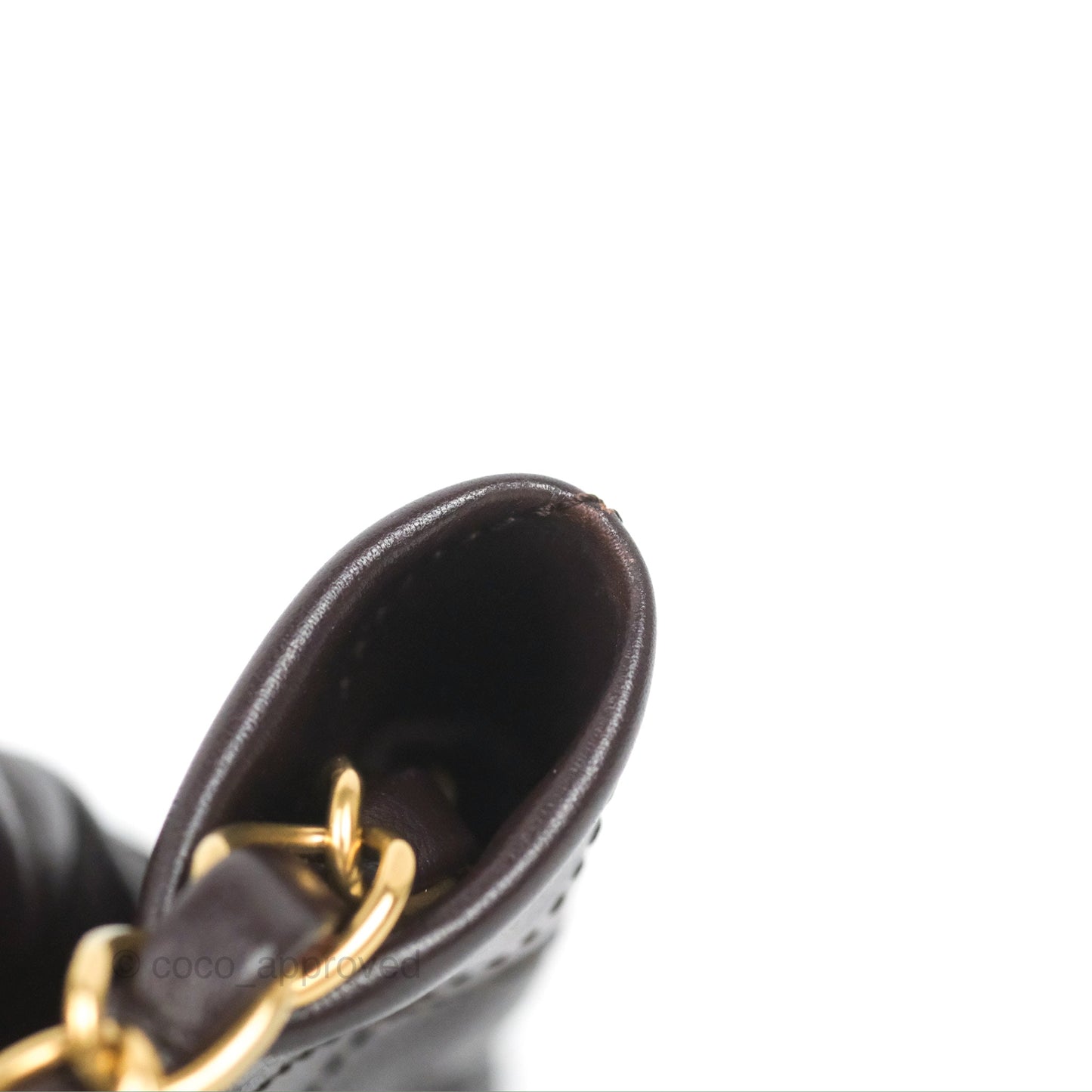 Chanel 22 Small Dark Brown Shiny Calfskin Aged Gold Hardware