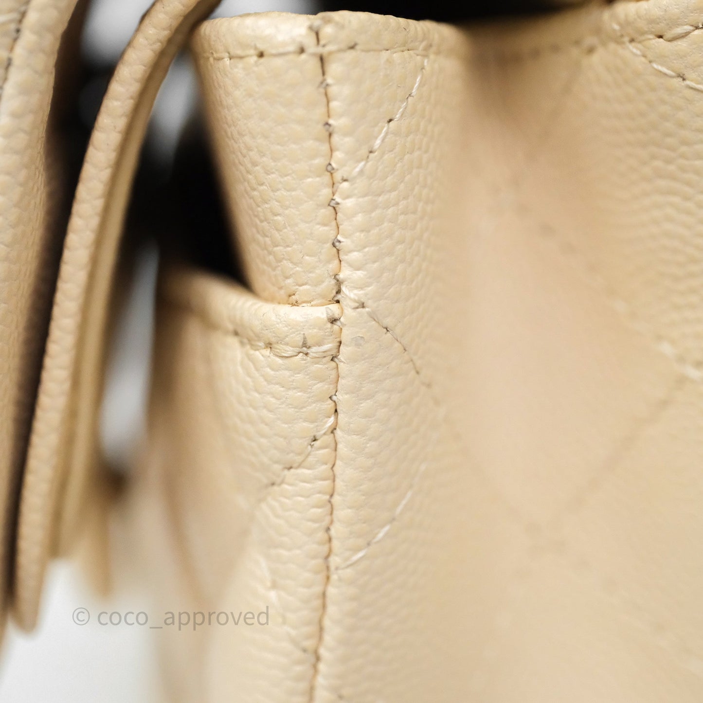 Chanel Small Classic Flap Quilted Light Ivory Beige Caviar Gold Hardware