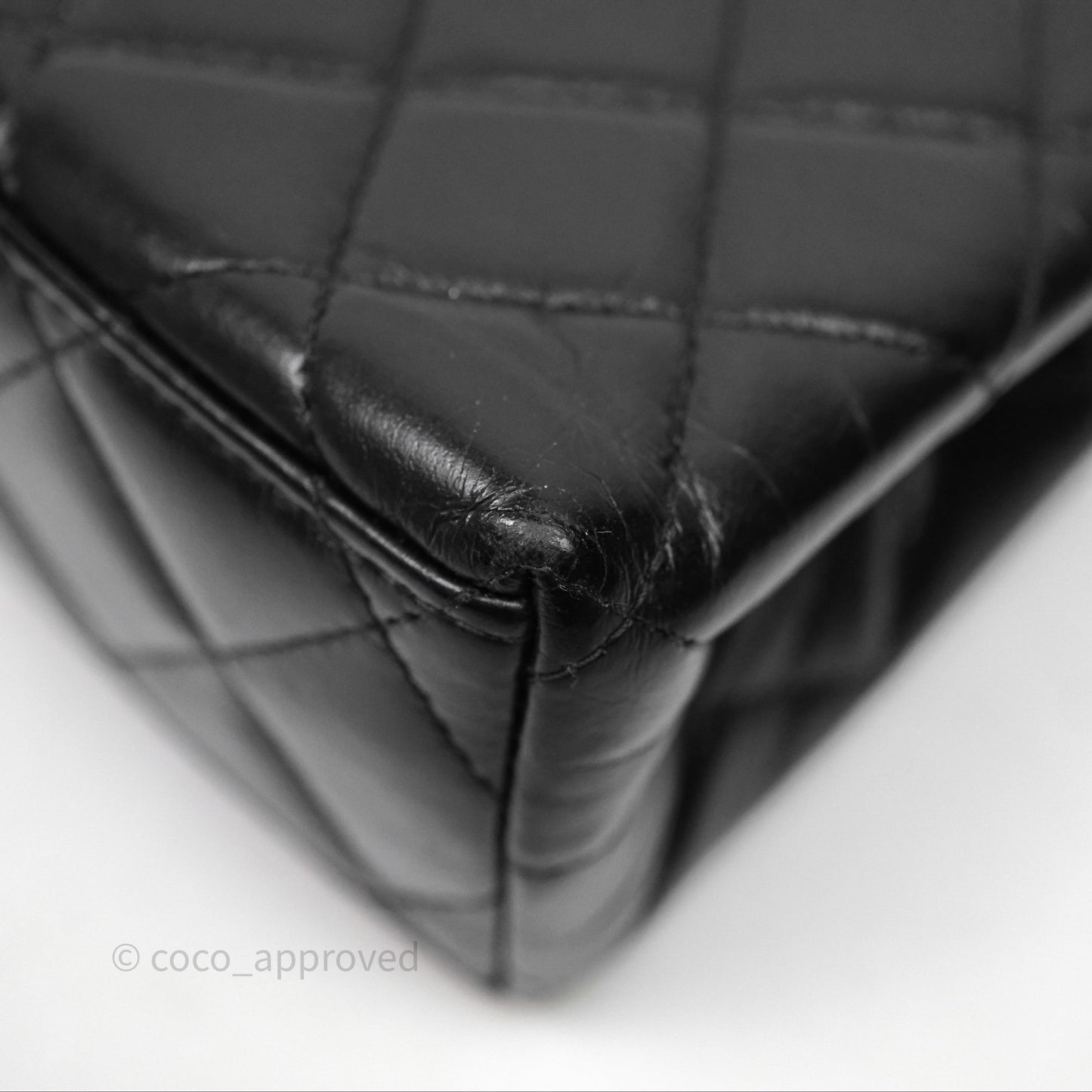 Chanel Kelly Bag Quilted Black Shiny Crumpled Calfskin Aged Gold Hardware