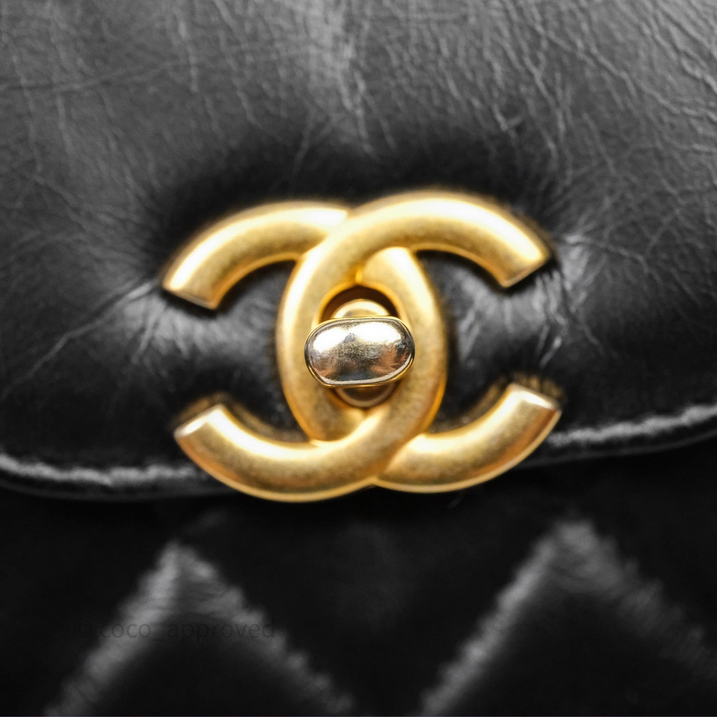 Chanel Kelly Bag Quilted Black Shiny Crumpled Calfskin Aged Gold Hardware