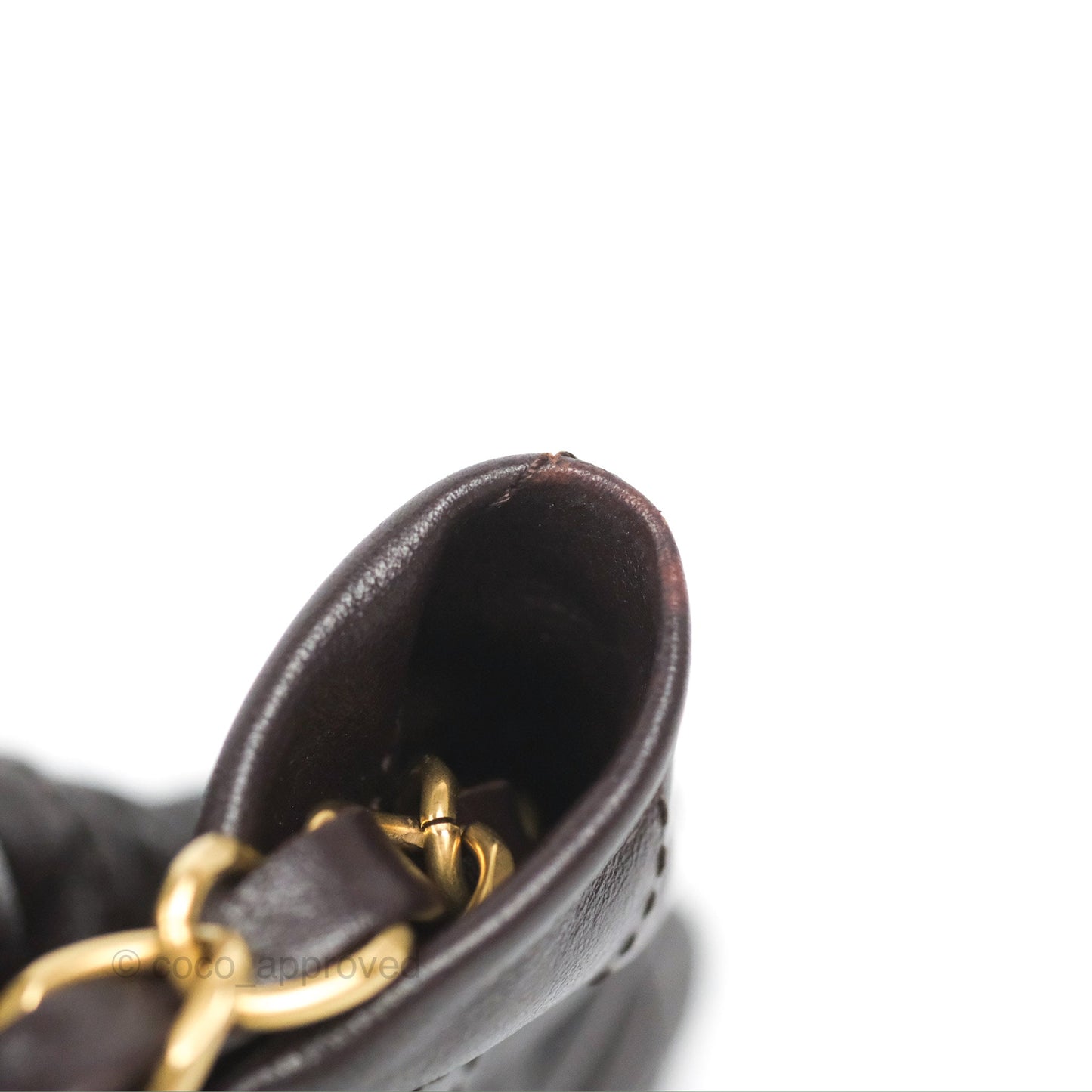 Chanel 22 Small Dark Brown Shiny Calfskin Aged Gold Hardware