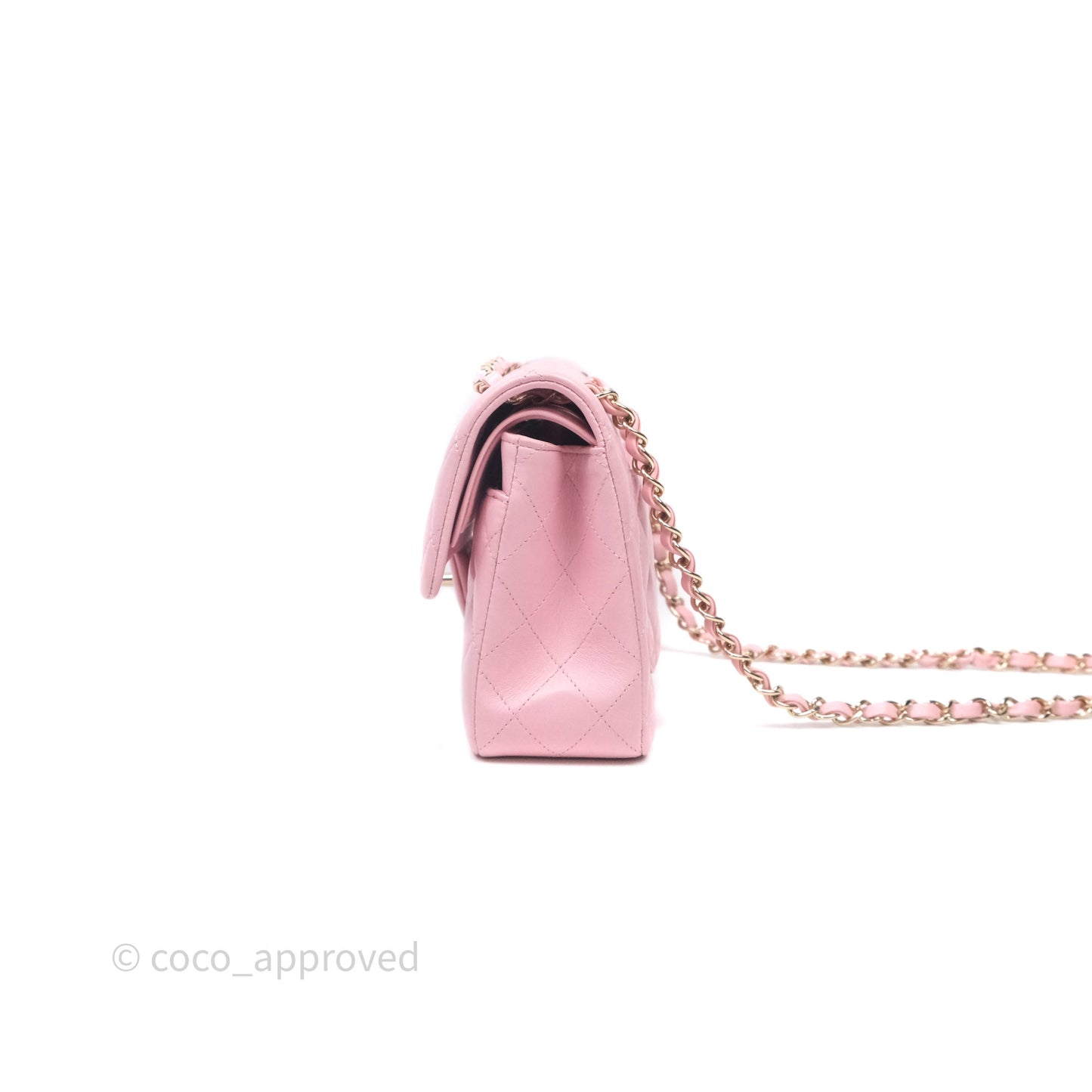 Chanel Small Classic Quilted Flap Pink Lambskin Gold Hardware