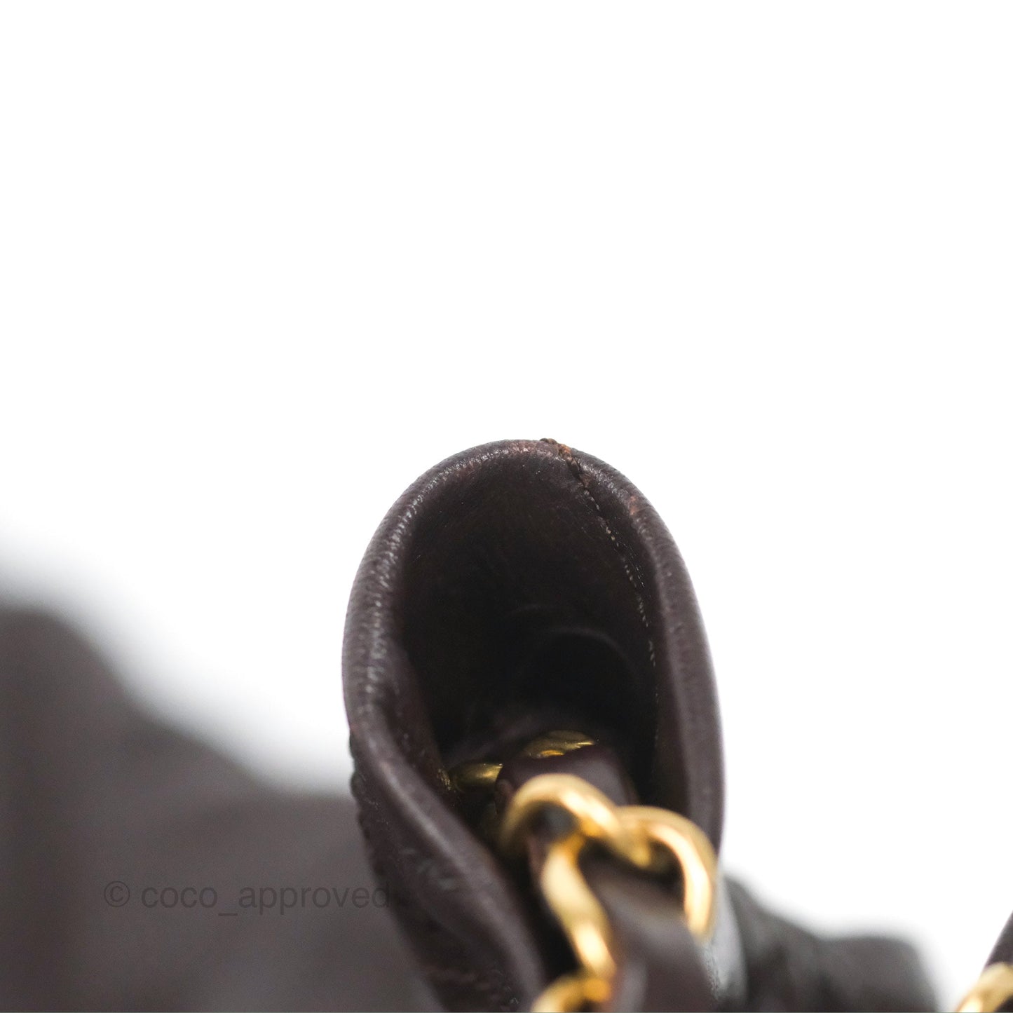 Chanel 22 Small Dark Brown Shiny Calfskin Aged Gold Hardware