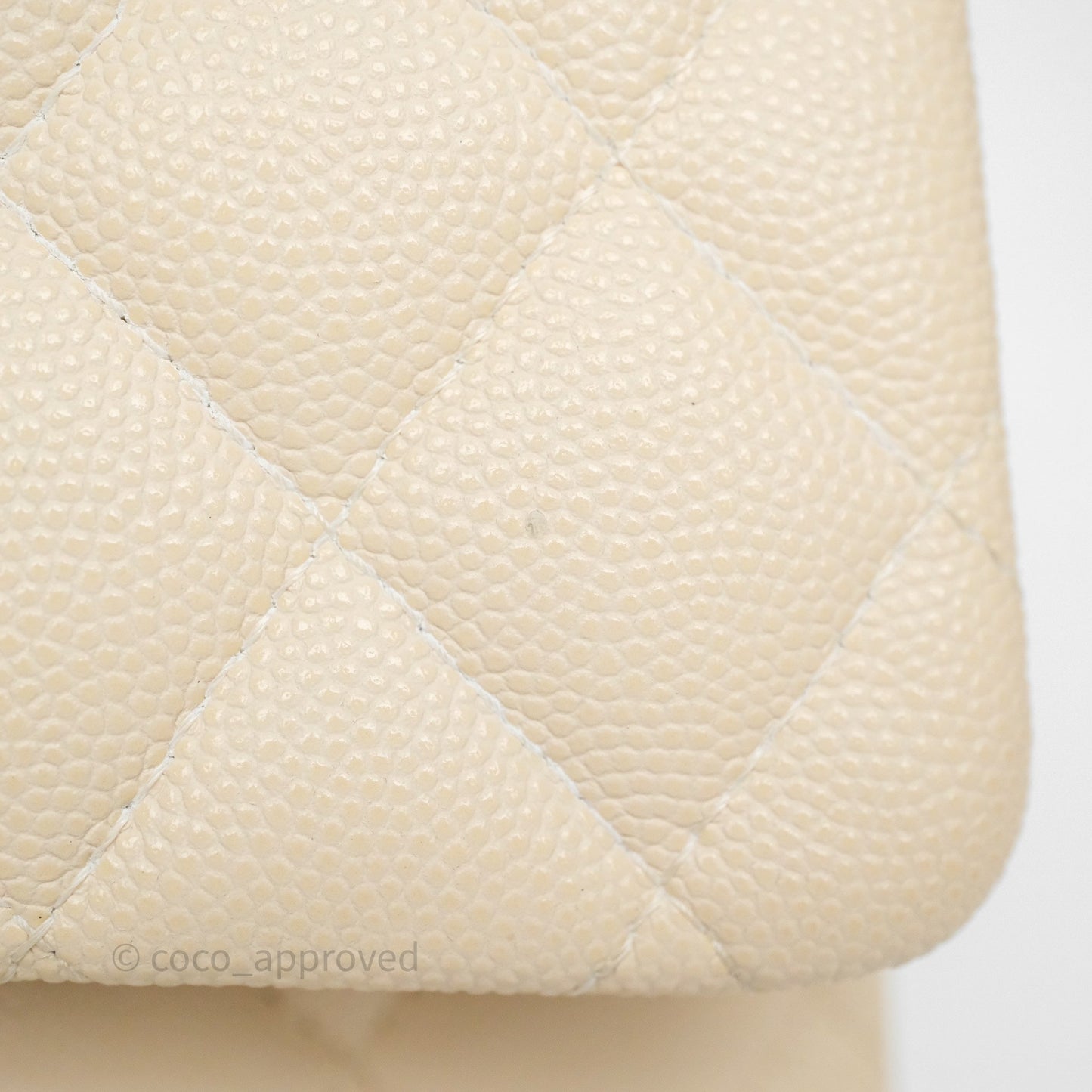 Chanel Small Classic Flap Quilted Light Ivory Beige Caviar Gold Hardware