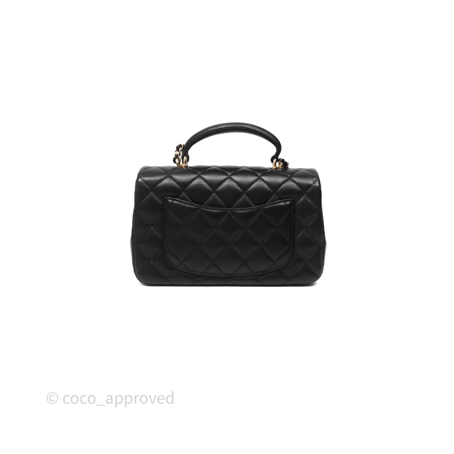 Chanel Top Handle Mini Rectangular Flap Black Lambskin Gold Hardware