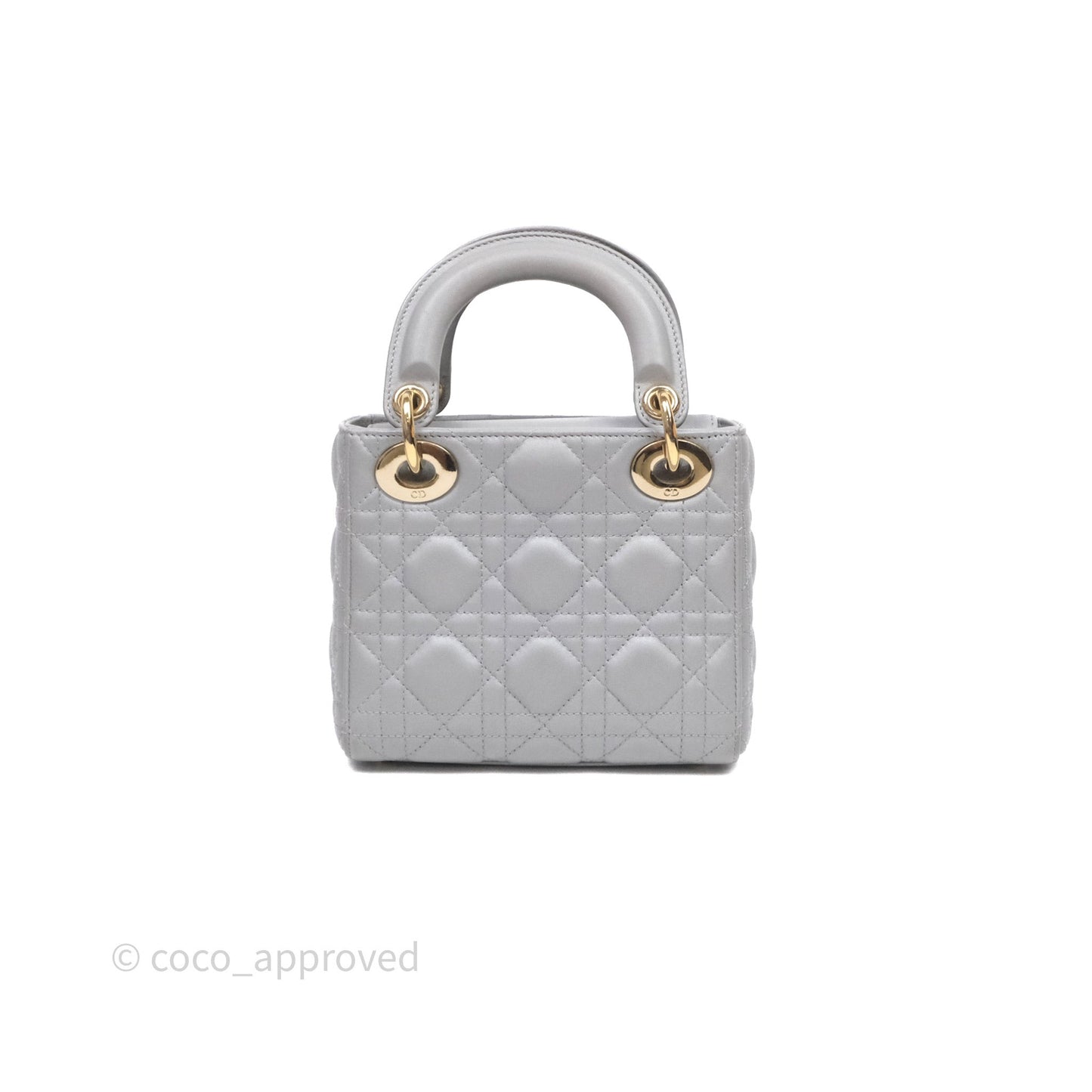 Christian Dior Mini Lady Dior Iridescent Grey Lambskin Cannage Gold Hardware