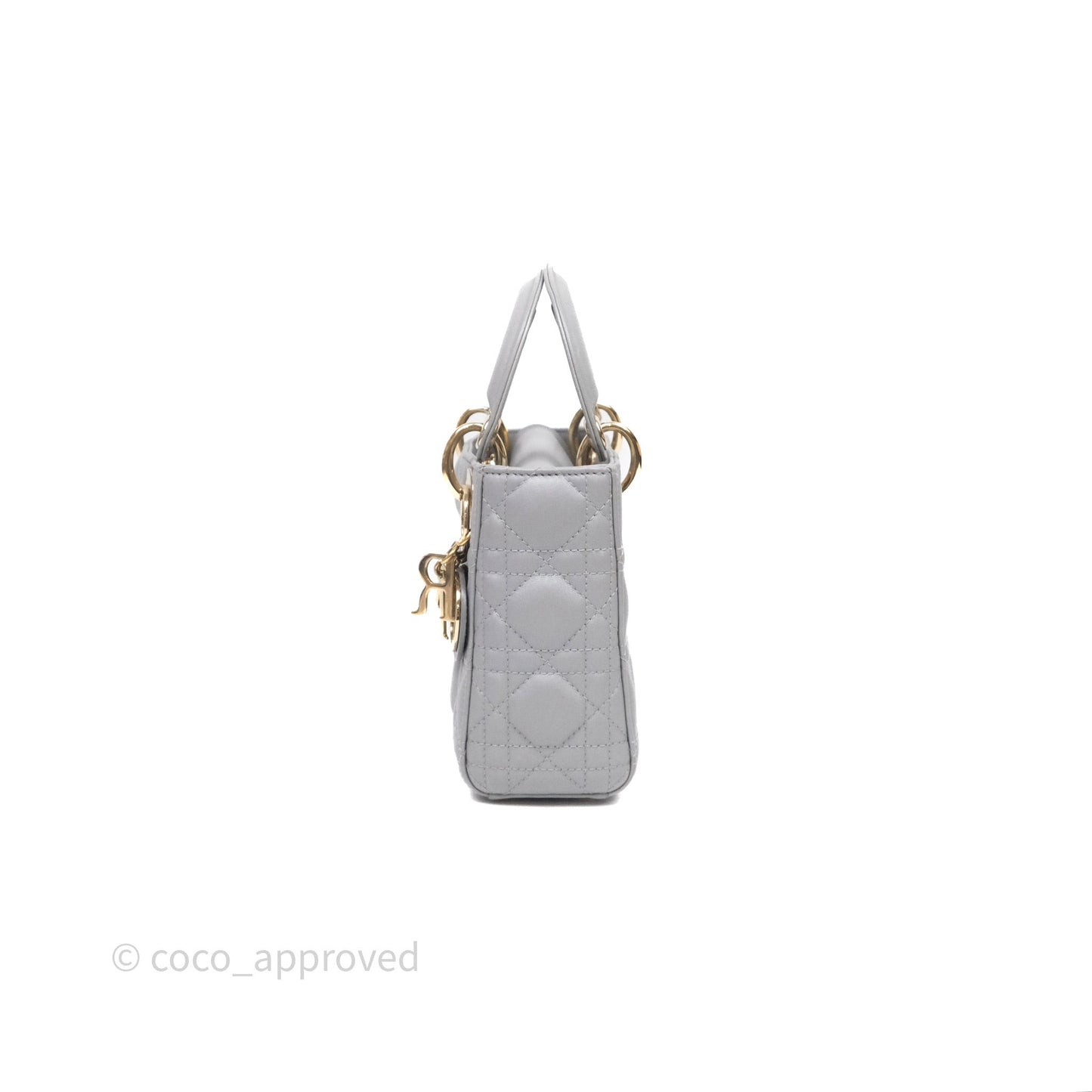 Christian Dior Mini Lady Dior Iridescent Grey Lambskin Cannage Gold Hardware