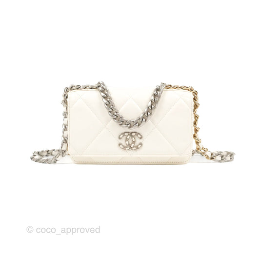 Chanel 19 Wallet on Chain WOC White Mixed Hardware