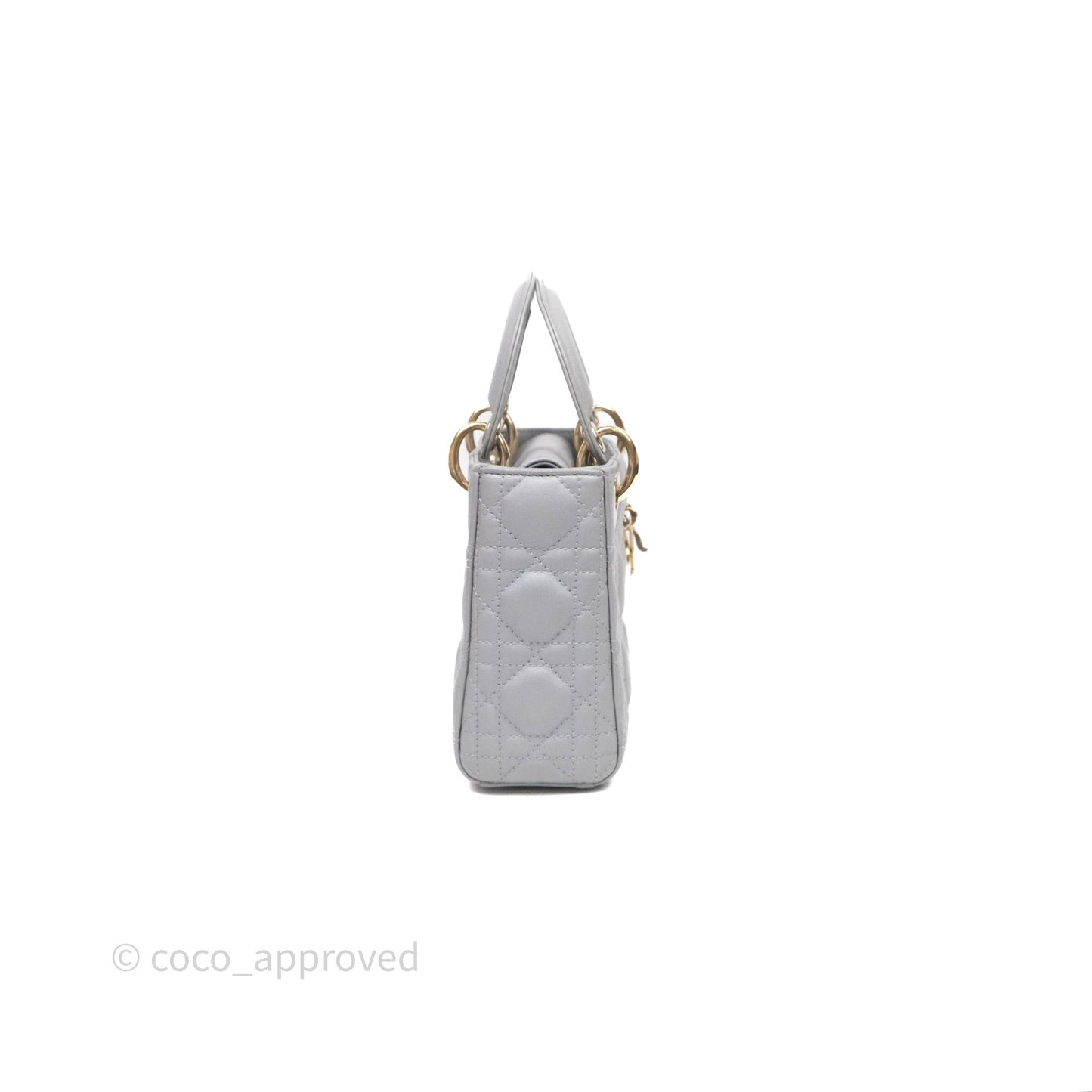 Christian Dior Mini Lady Dior Iridescent Grey Lambskin Cannage Gold Hardware