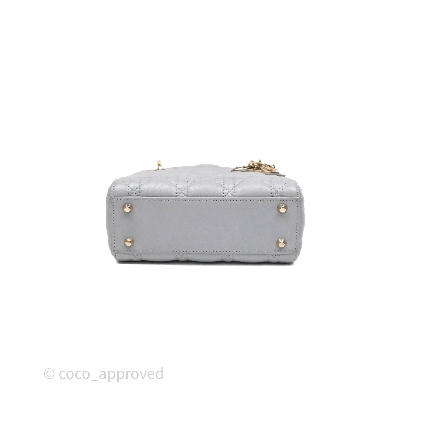 Christian Dior Mini Lady Dior Iridescent Grey Lambskin Cannage Gold Hardware