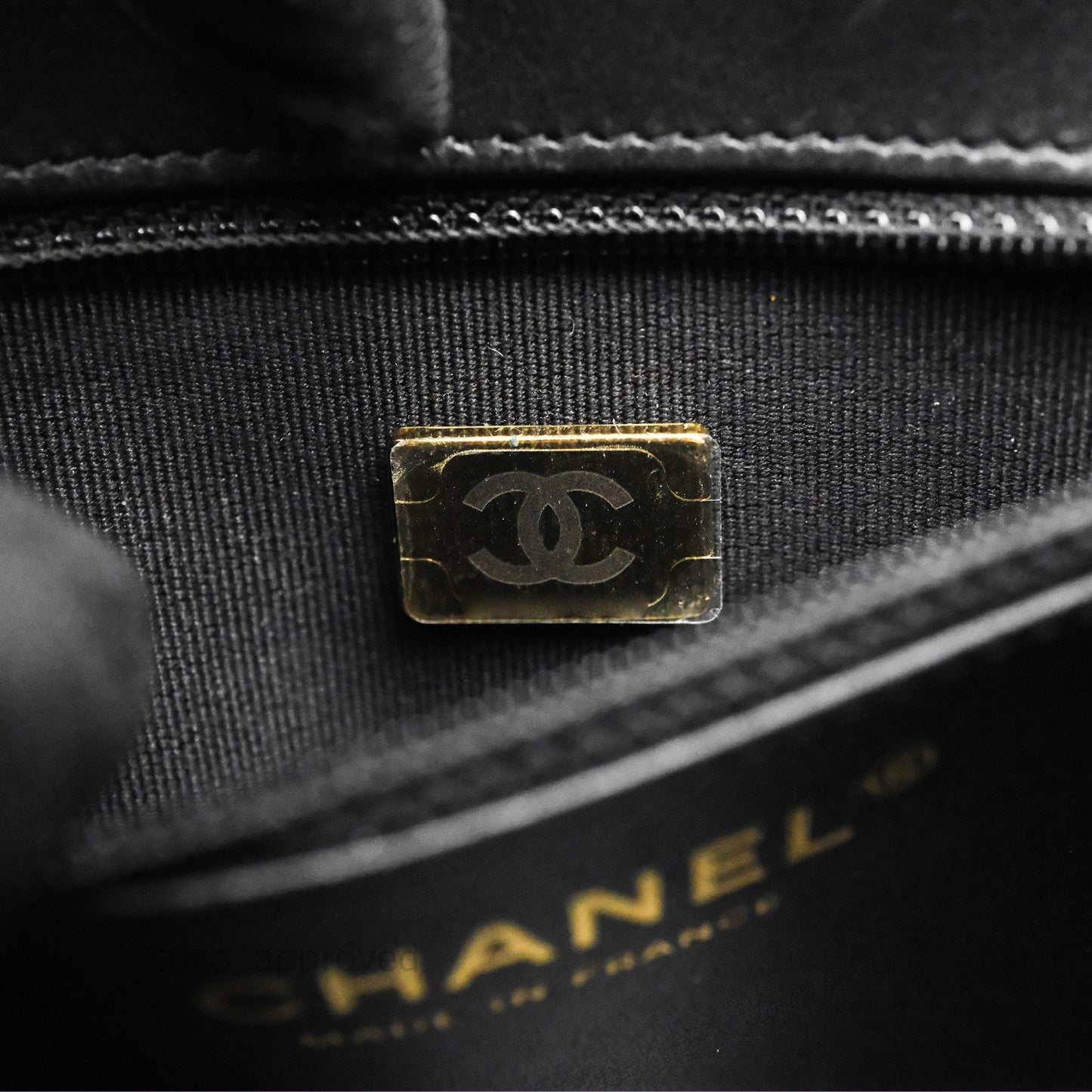 Chanel Kelly Bag Quilted Black Shiny Crumpled Calfskin Aged Gold Hardware